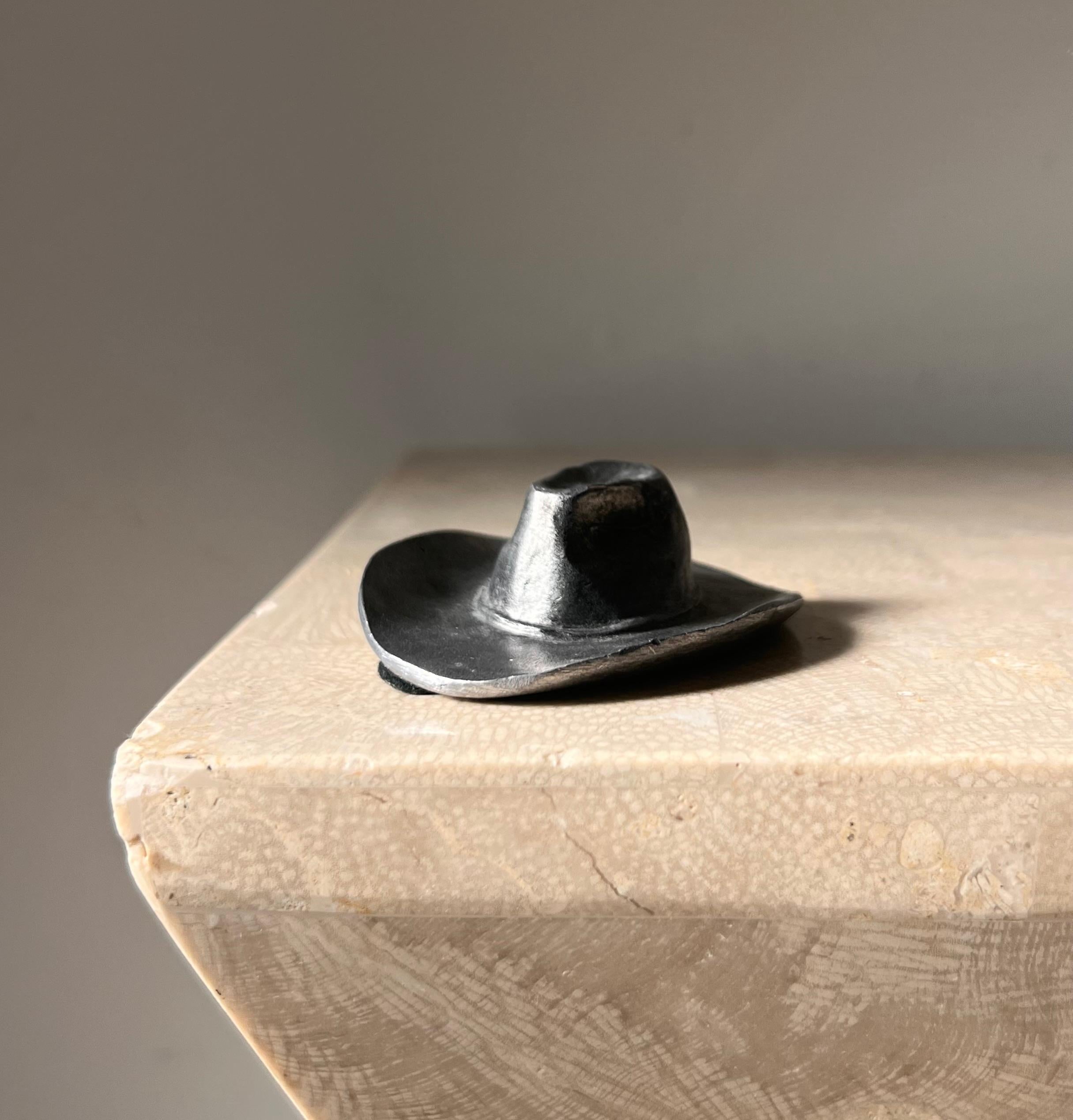 Brutalist hand-carved metal cowboy hat objet d’art, 1970 6