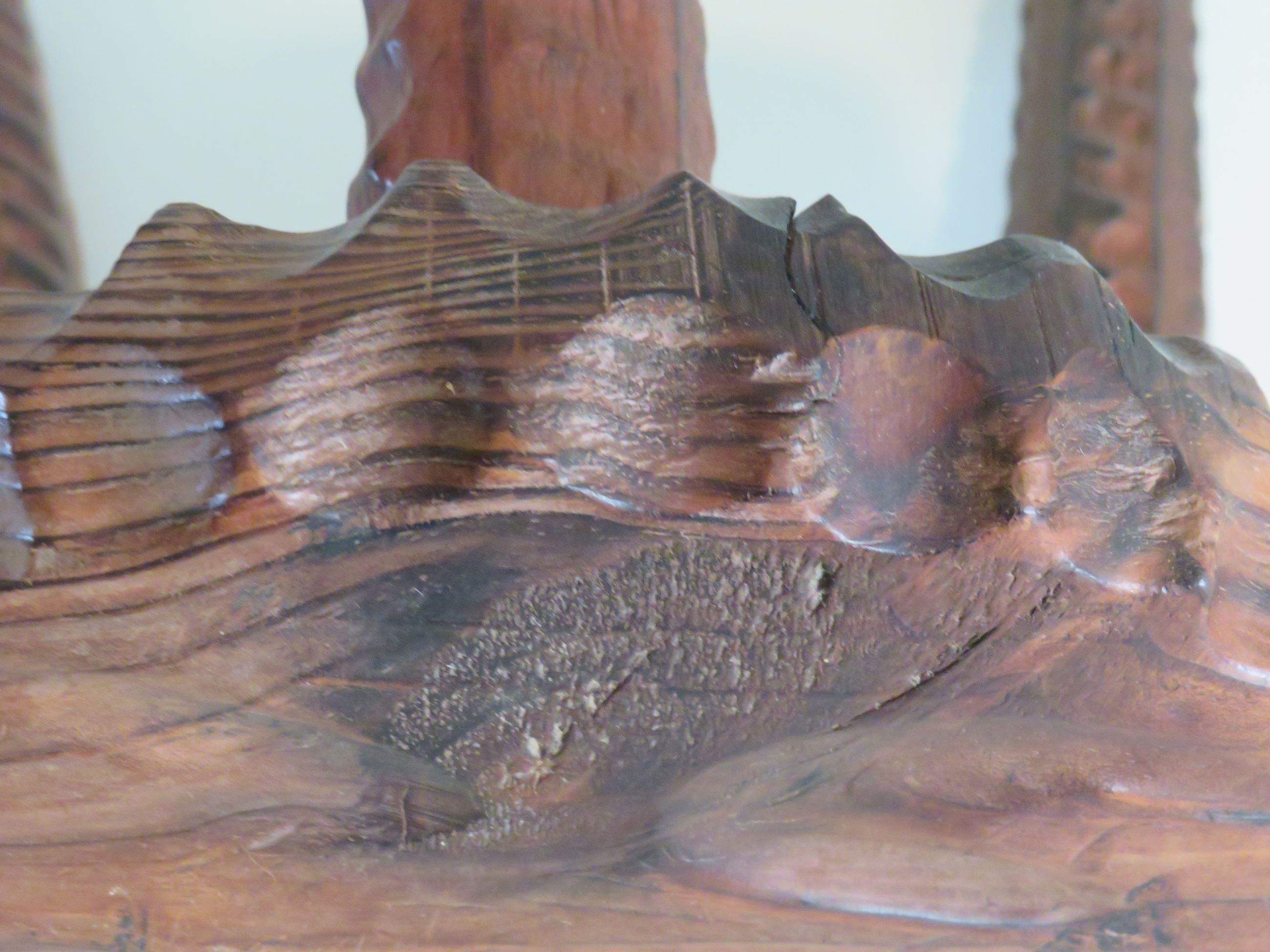 Brutalist, hand-carved tripod Spanish stool, 1960 1