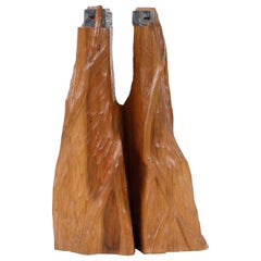 Brutalist hand-carved wooden sculpture, France