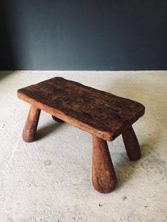 Brutalist Hand Crafted Carved Oak Coffee Table, Belgium 1960's