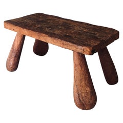 Brutalist Hand Crafted Carved Oak Coffee Table, Belgium 1960's