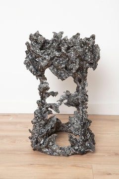 Brutalist Hand Crafted Resin Side Table Sculpture