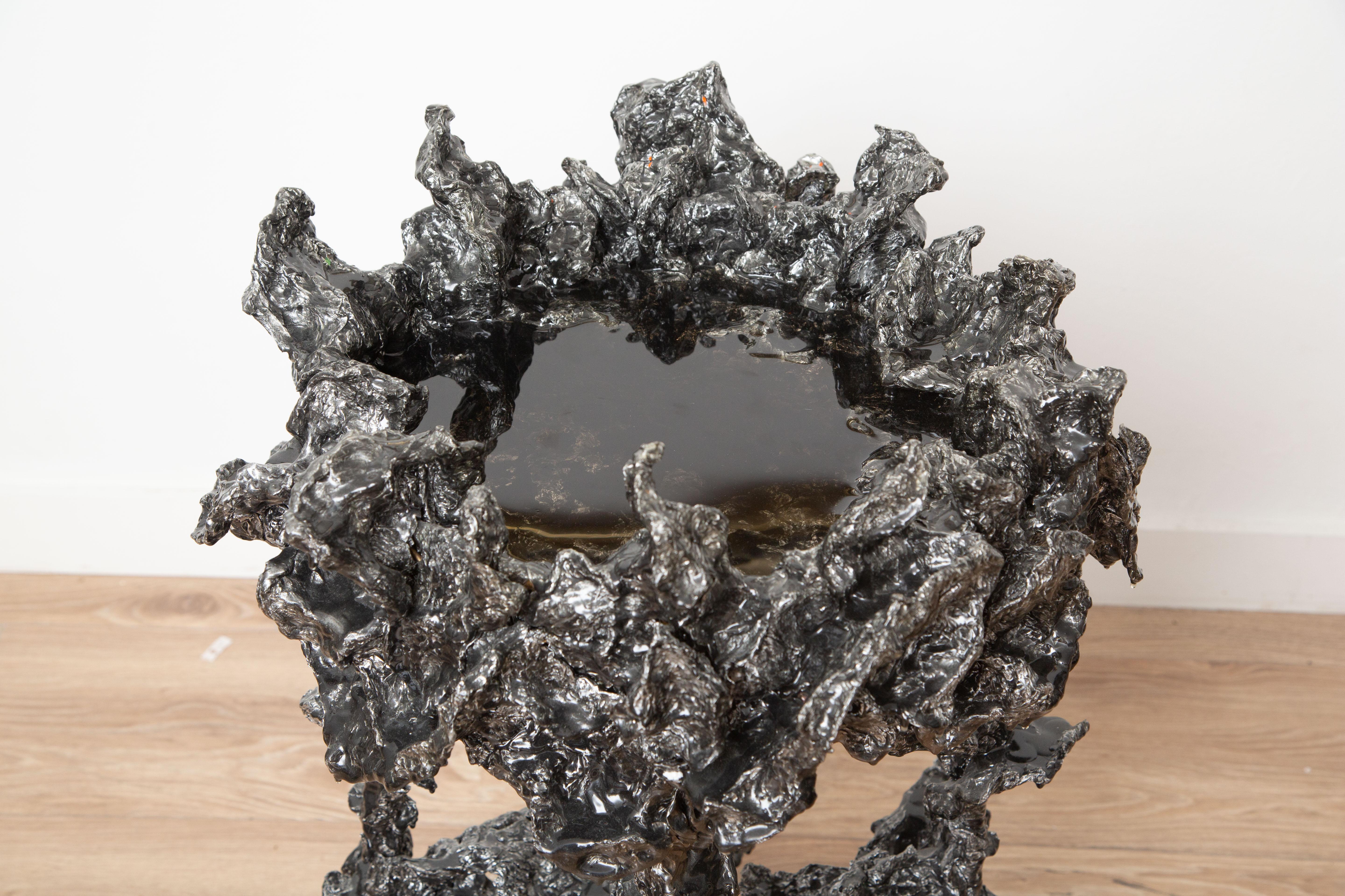 North American Brutalist Hand Crafted Resin Side Table Sculpture