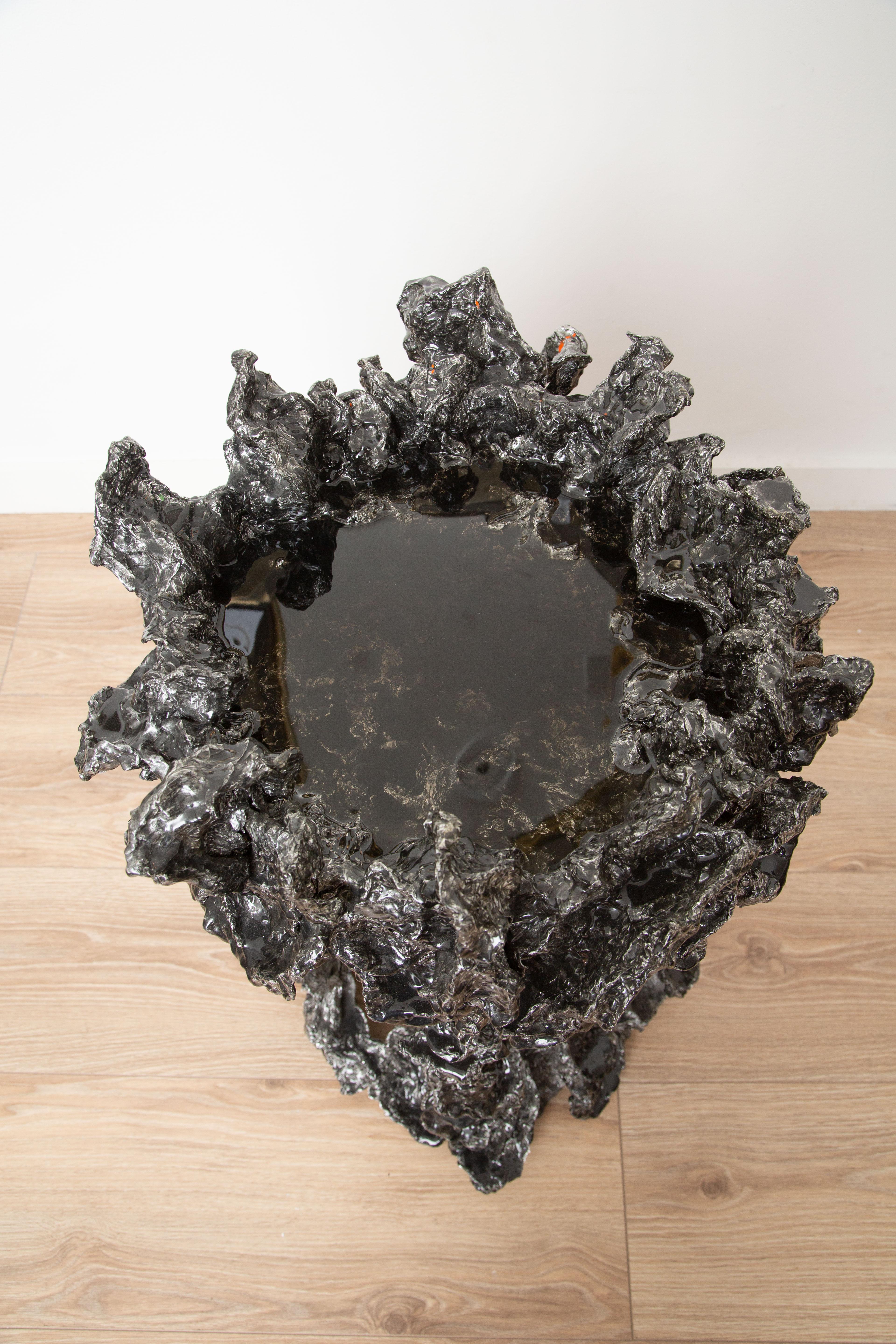 Hand-Crafted Brutalist Hand Crafted Resin Side Table Sculpture