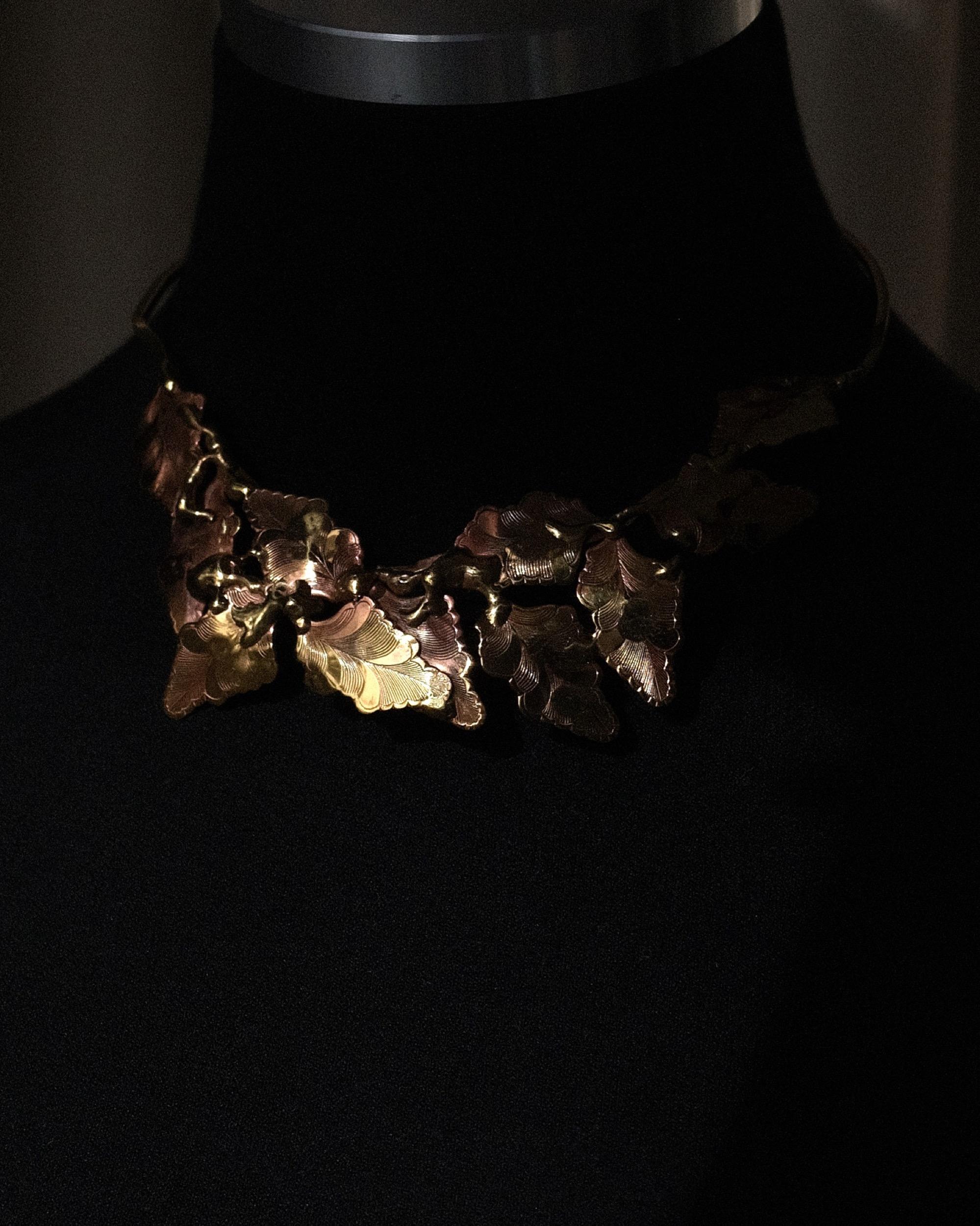Brutalist Hand-Forged Brass Artist Made Collar Choker Necklace 5