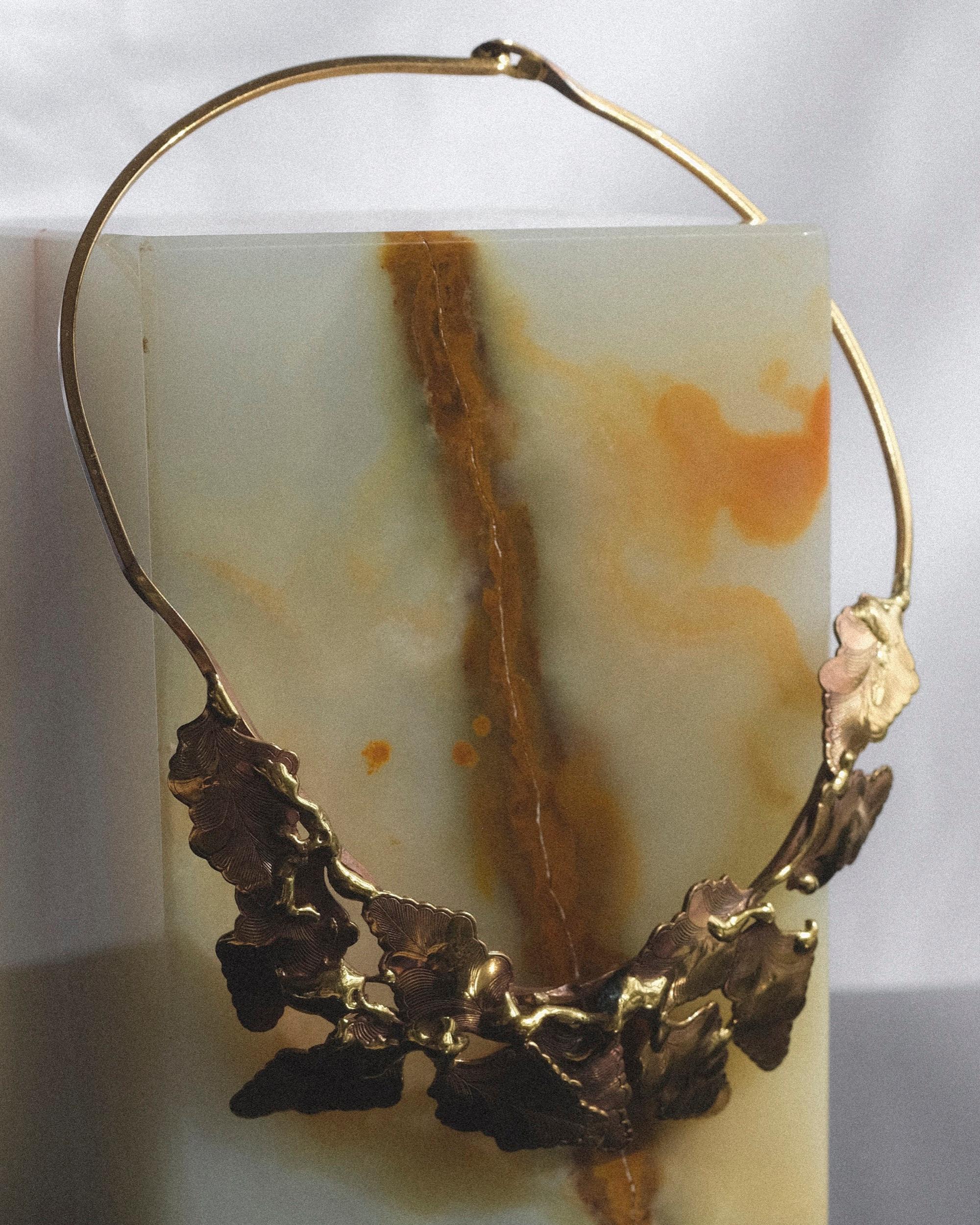 Brutalist Hand-Forged Brass Artist Made Collar Choker Necklace 6