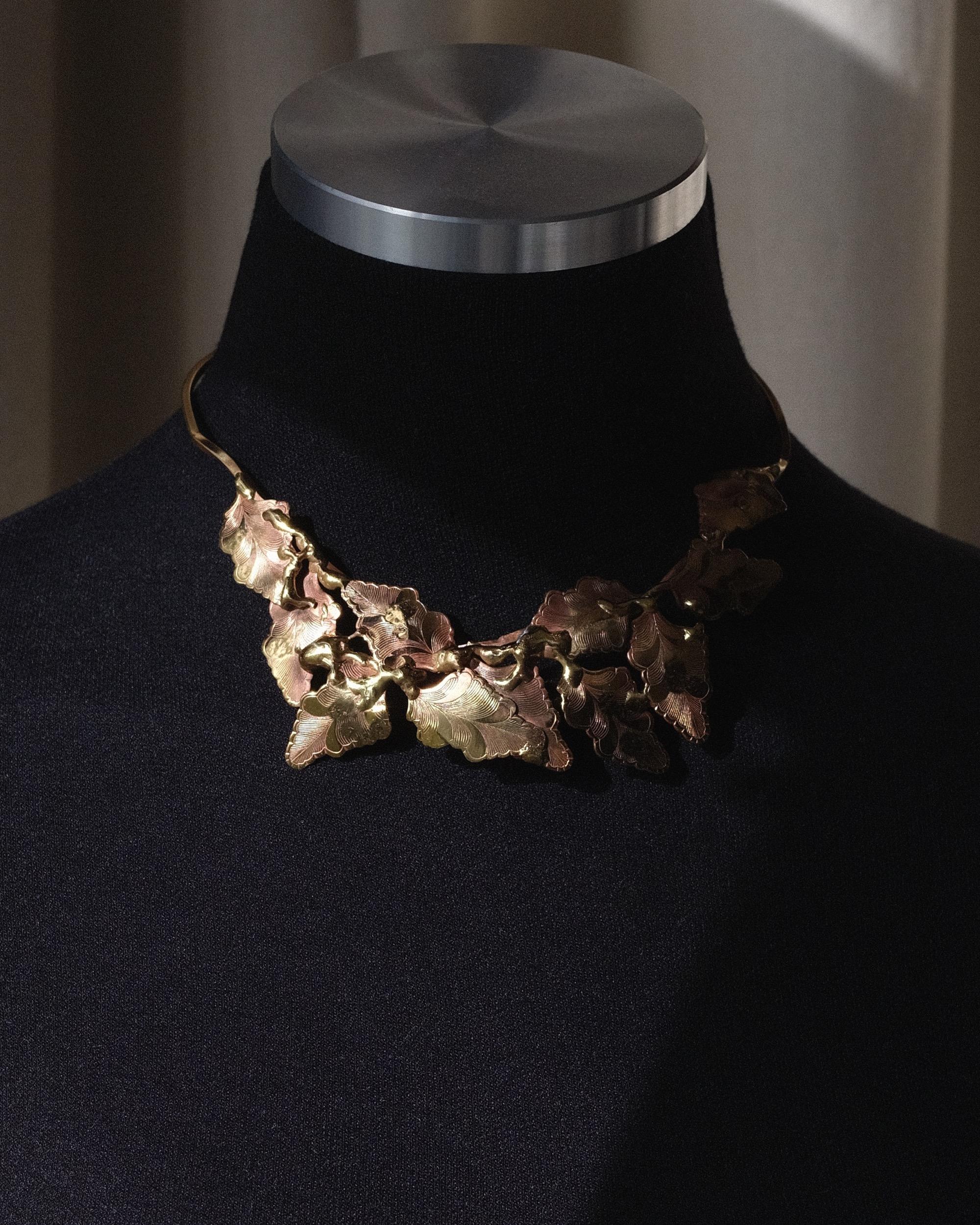 Brutalist Hand-Forged Brass Artist Made Collar Choker Necklace 4