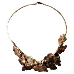 Brutalist Hand-Forged Brass Artist Made Collar Choker Necklace