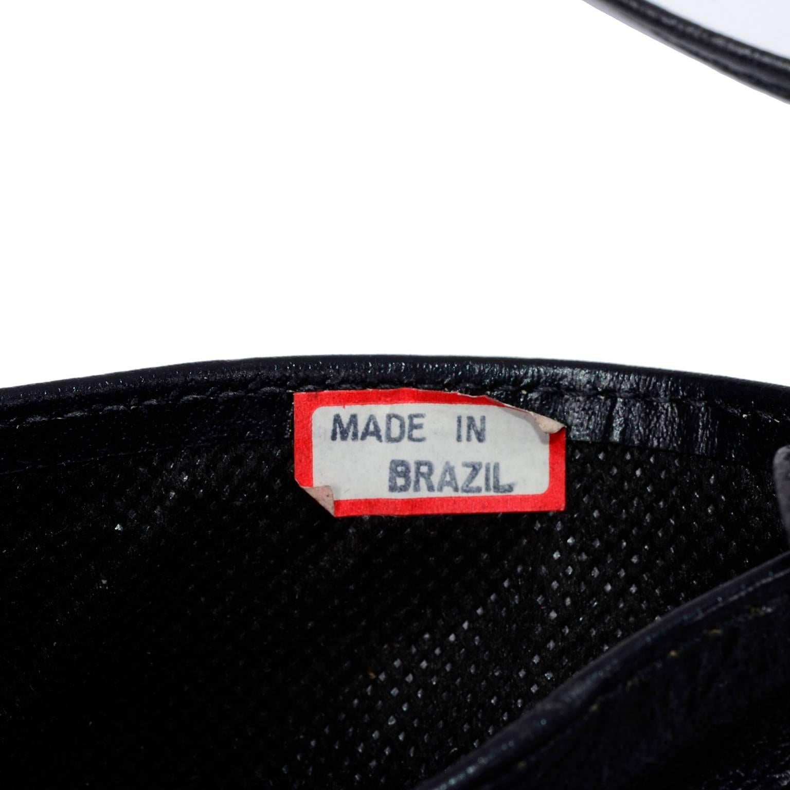 Brutalist Hand Forged Brass on Black Leather Handbag made in Brazil  3