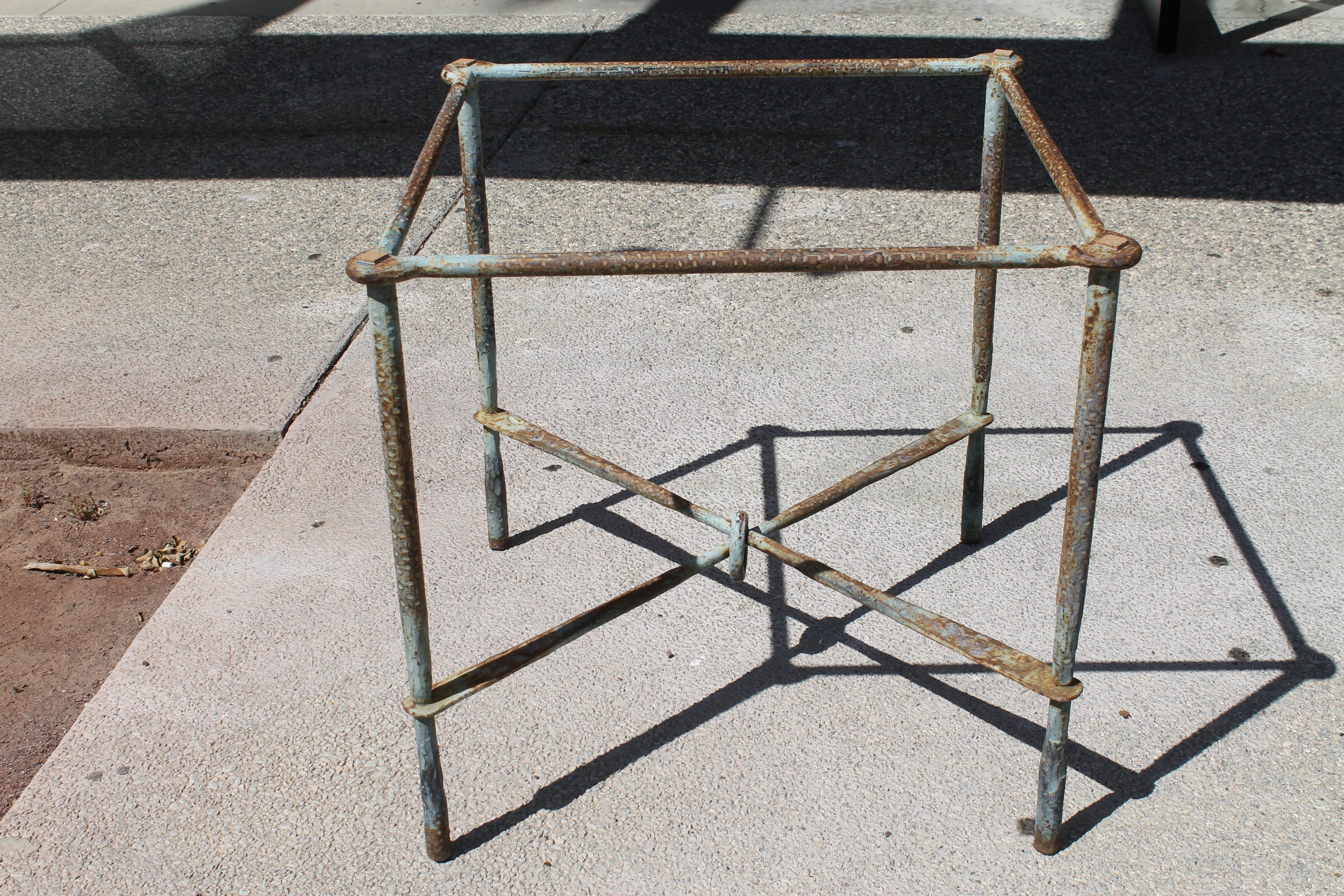 Mid-Century Modern Brutalist Hand Hammered Steel Side Table For Sale