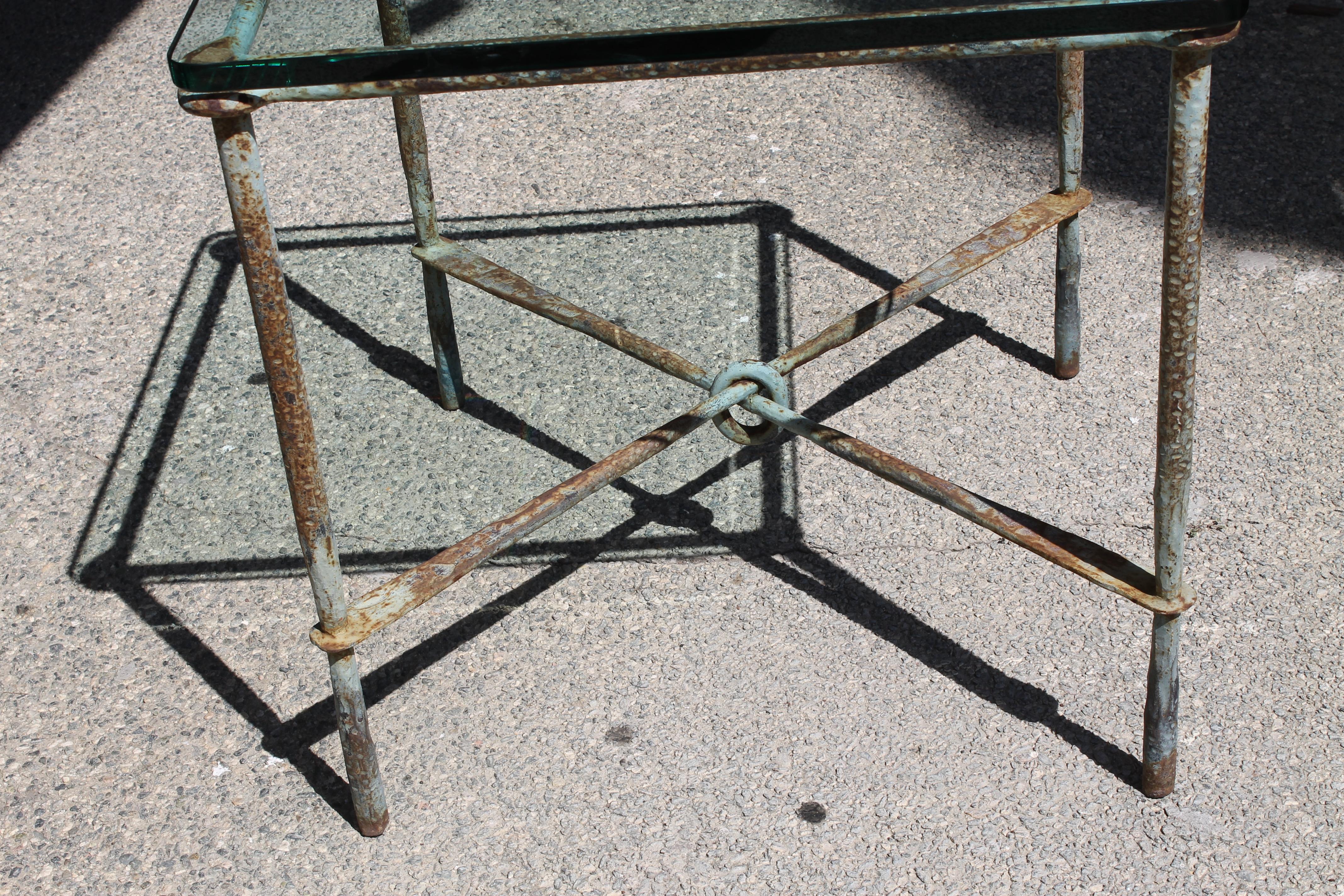 Brutalist Hand Hammered Steel Side Table In Good Condition For Sale In Palm Springs, CA