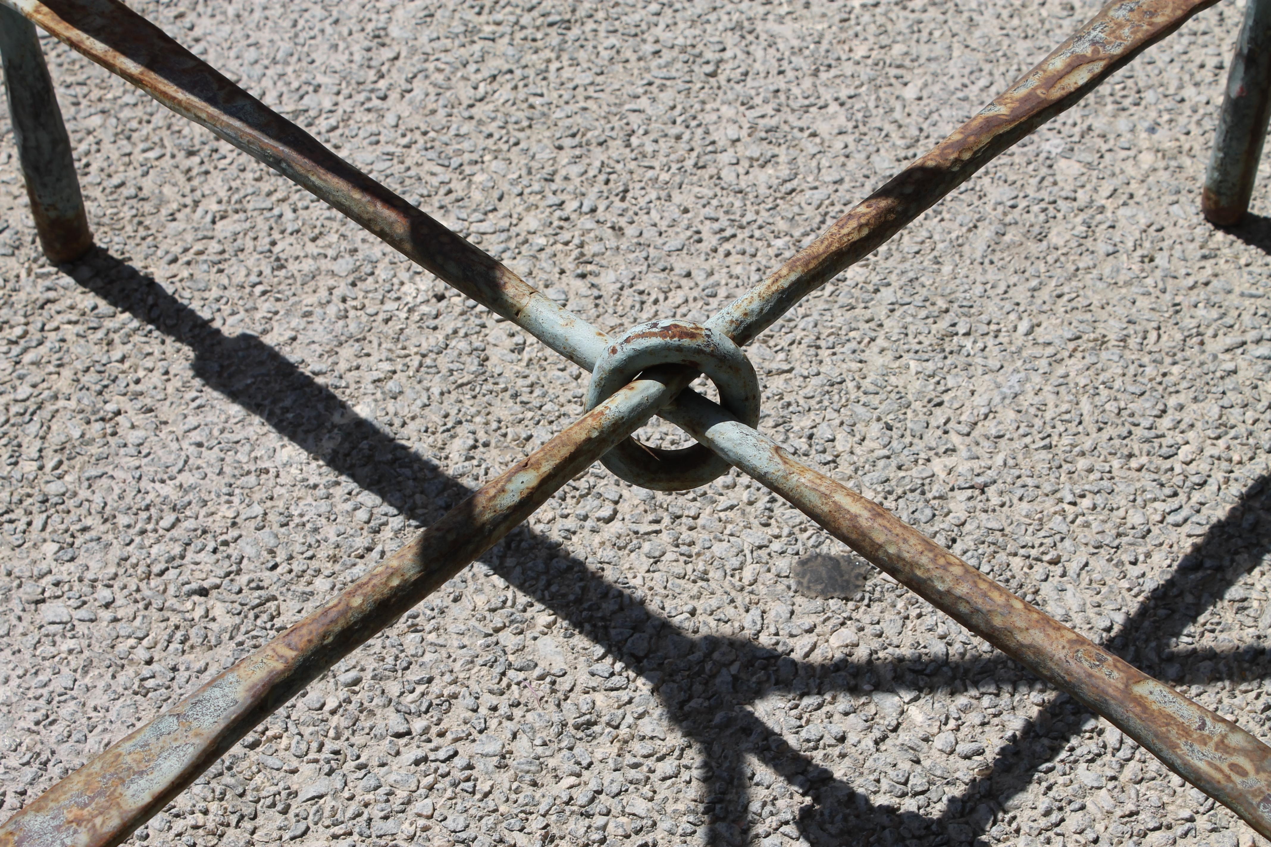 Mid-20th Century Brutalist Hand Hammered Steel Side Table For Sale