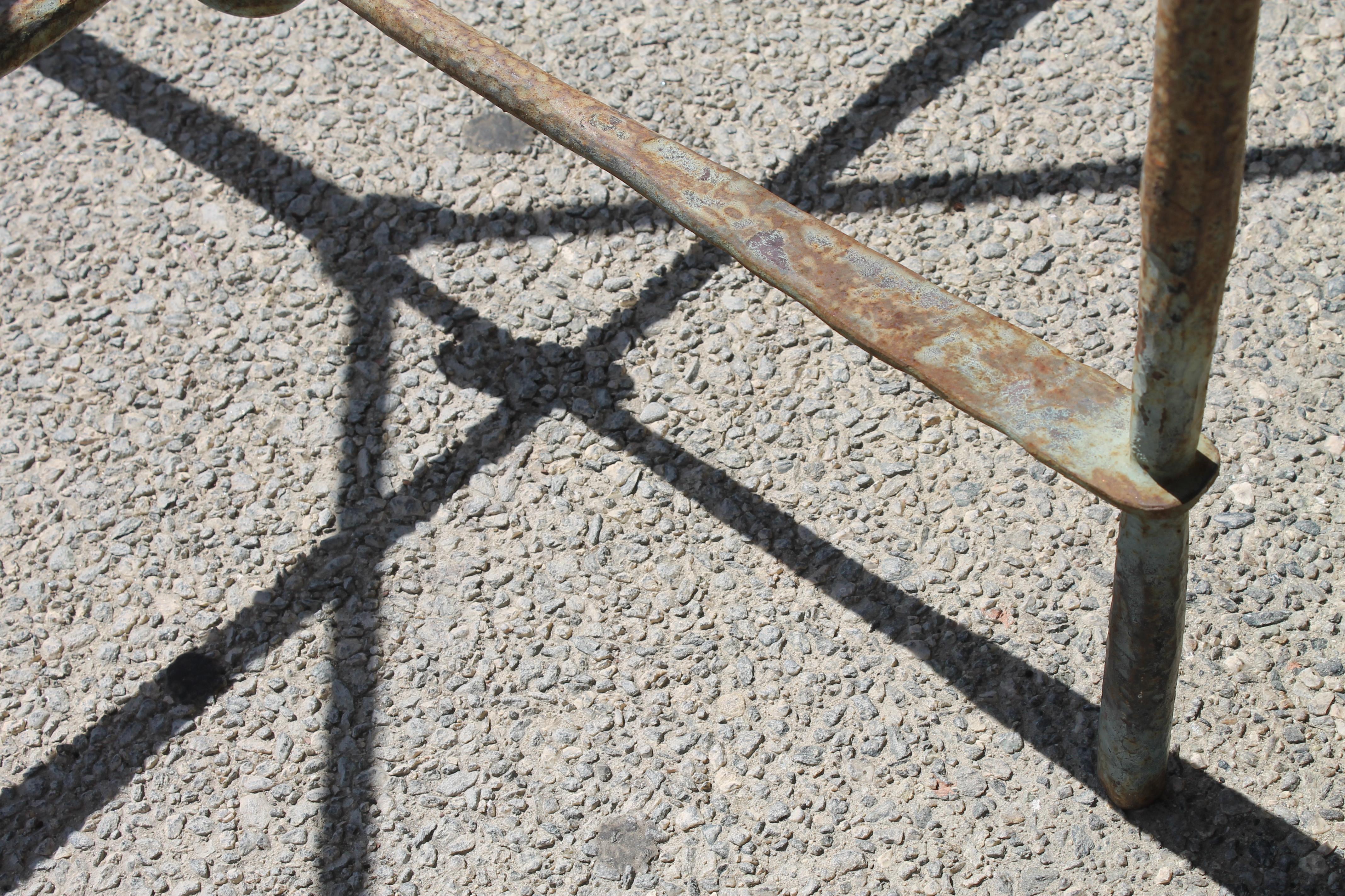 Brutalist Hand Hammered Steel Side Table For Sale 2