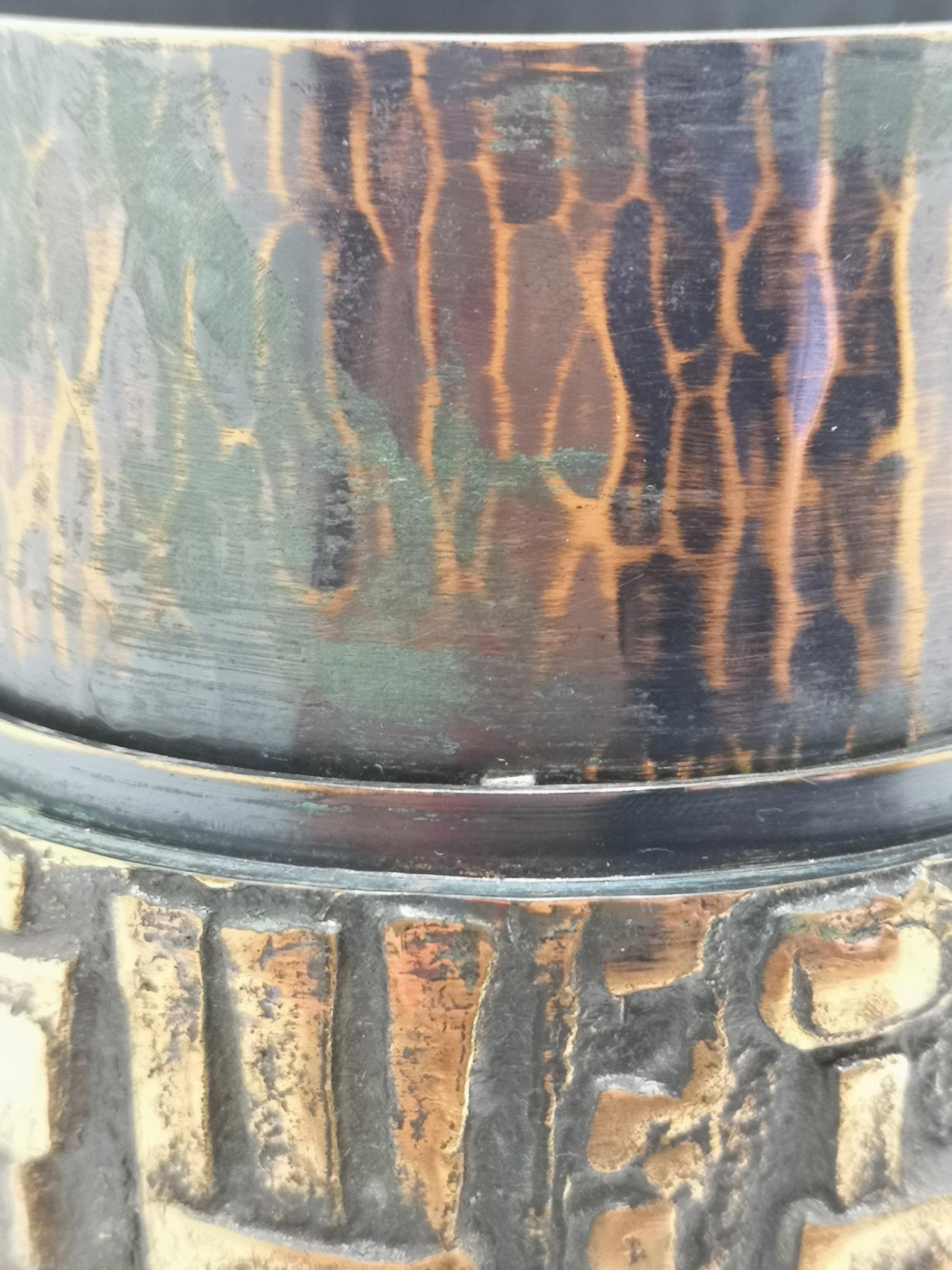 Brutalist Hand-Made Artistan Bronze and Hammered Copper Vase, 1970s For Sale 5