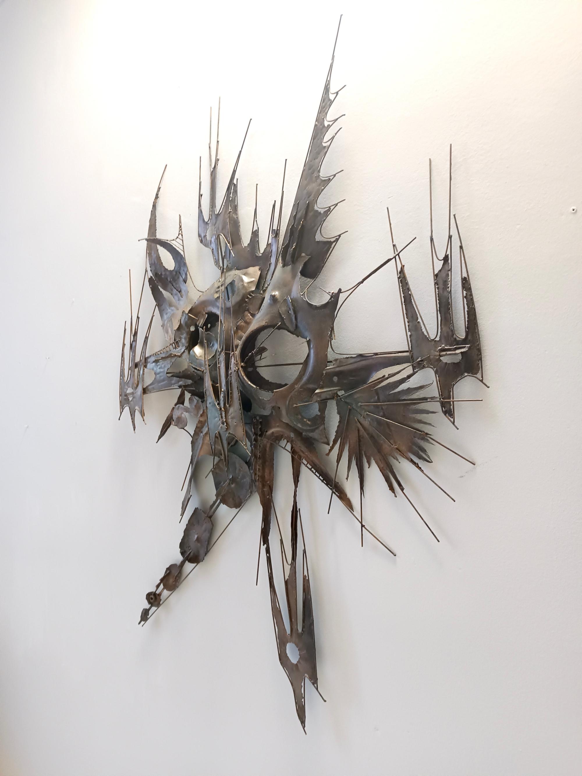 Late 20th Century Brutalist Hand-Made Iron Sculpture by M. Di Giovanni, Italy 1970s For Sale