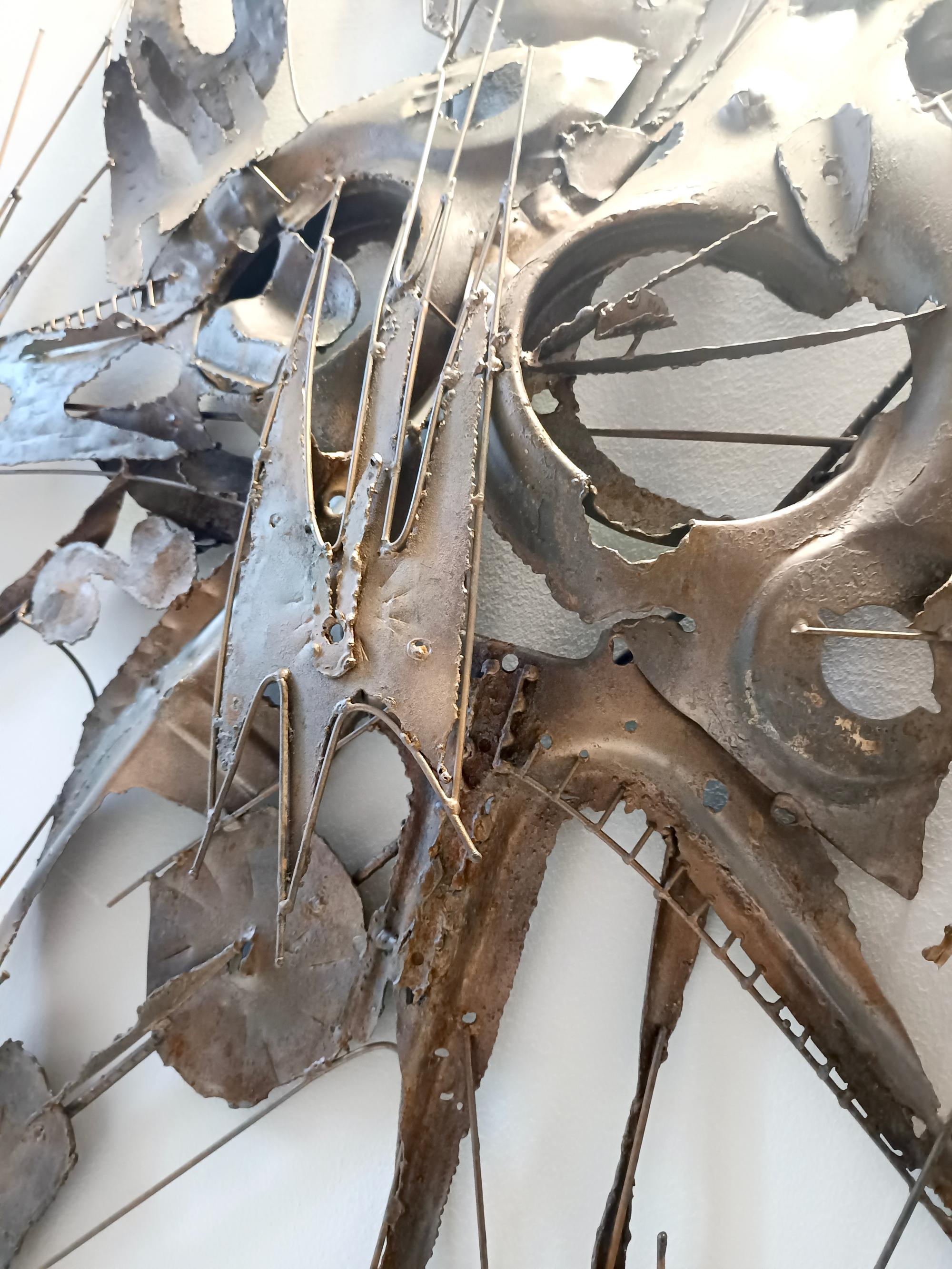 Brutalist Hand-Made Iron Sculpture by M. Di Giovanni, Italy 1970s For Sale 1