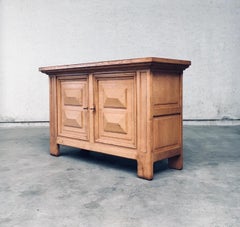 Brutalist Handcrafted Design Oak 2 Door Cabinet, 1950's Belgium