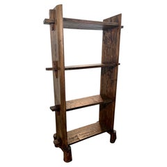 Brutalist Handcrafted Solid Wood Open Shelf Bookcase