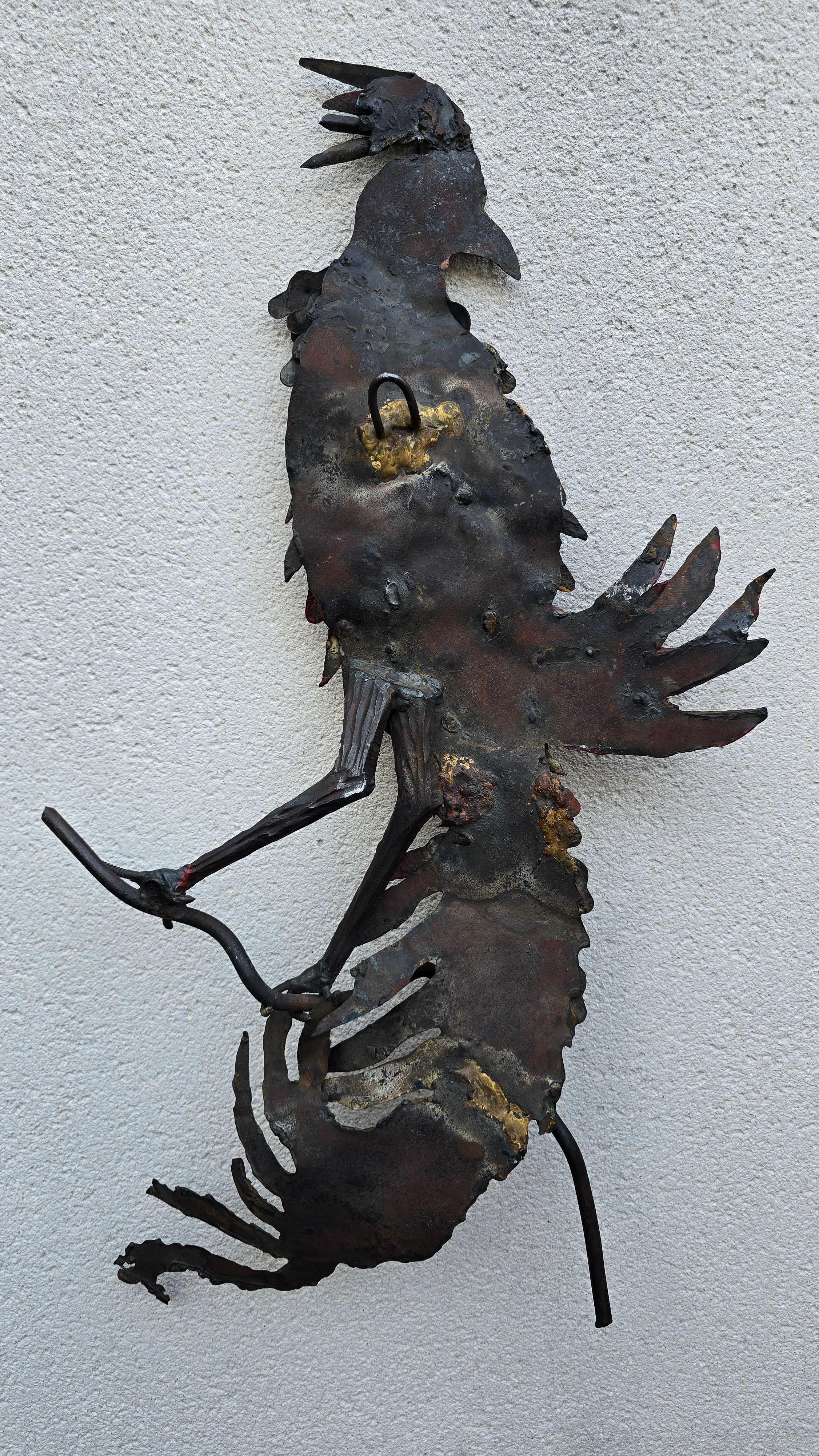 Brutalist Handcrafted Wall Sculpture of a Rooster, Europe, circa 1960s–1970s For Sale 6
