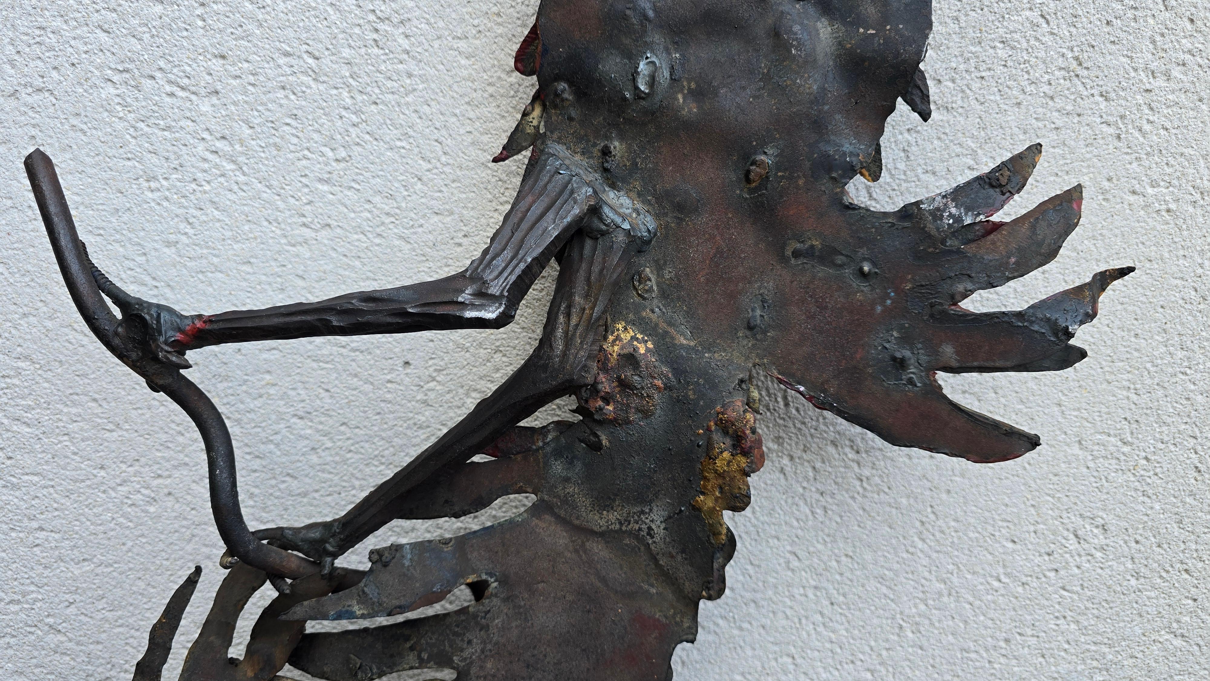 Brutalist Handcrafted Wall Sculpture of a Rooster, Europe, circa 1960s–1970s For Sale 7