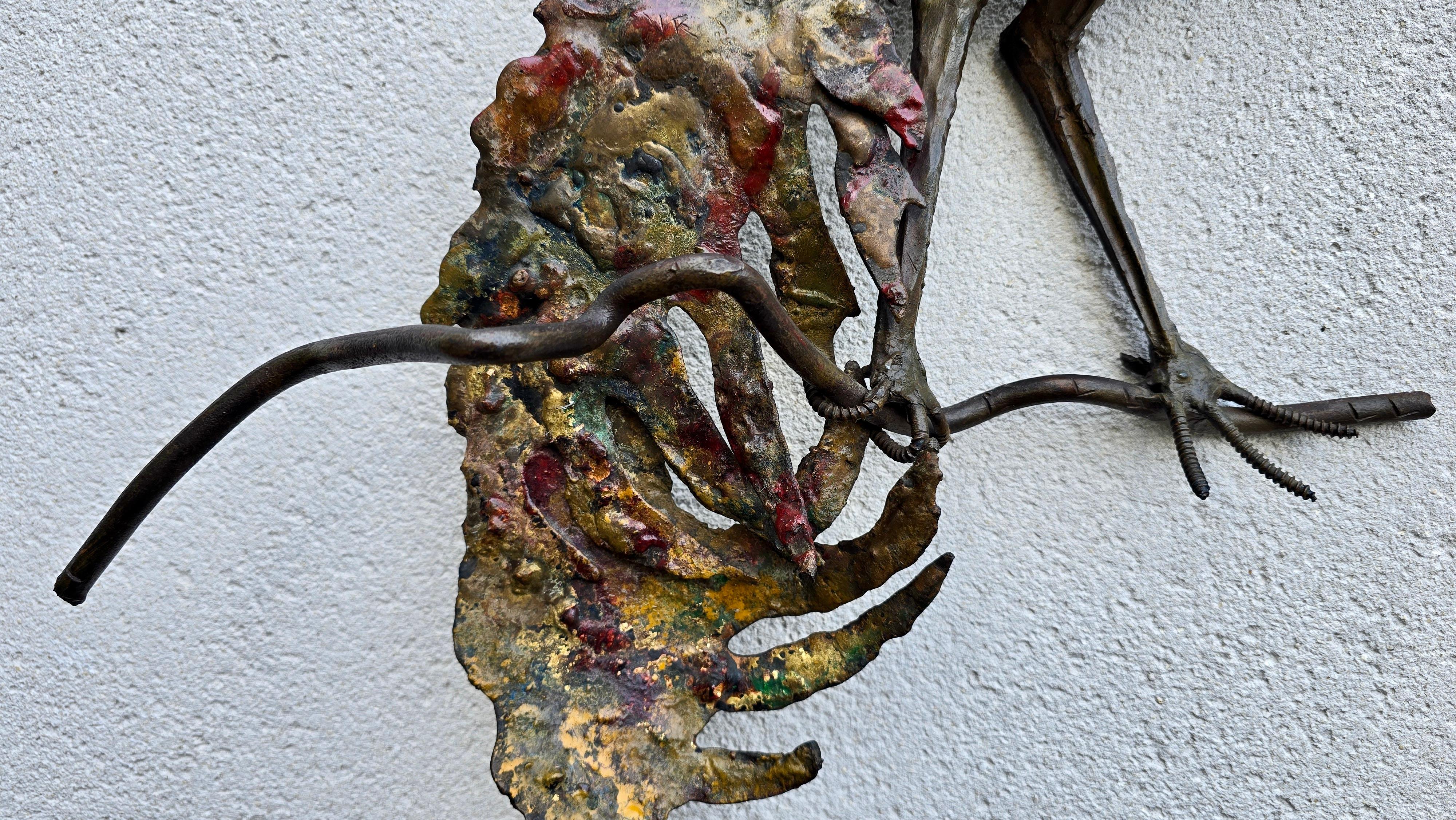 Brutalist Handcrafted Wall Sculpture of a Rooster, Europe, circa 1960s–1970s For Sale 3