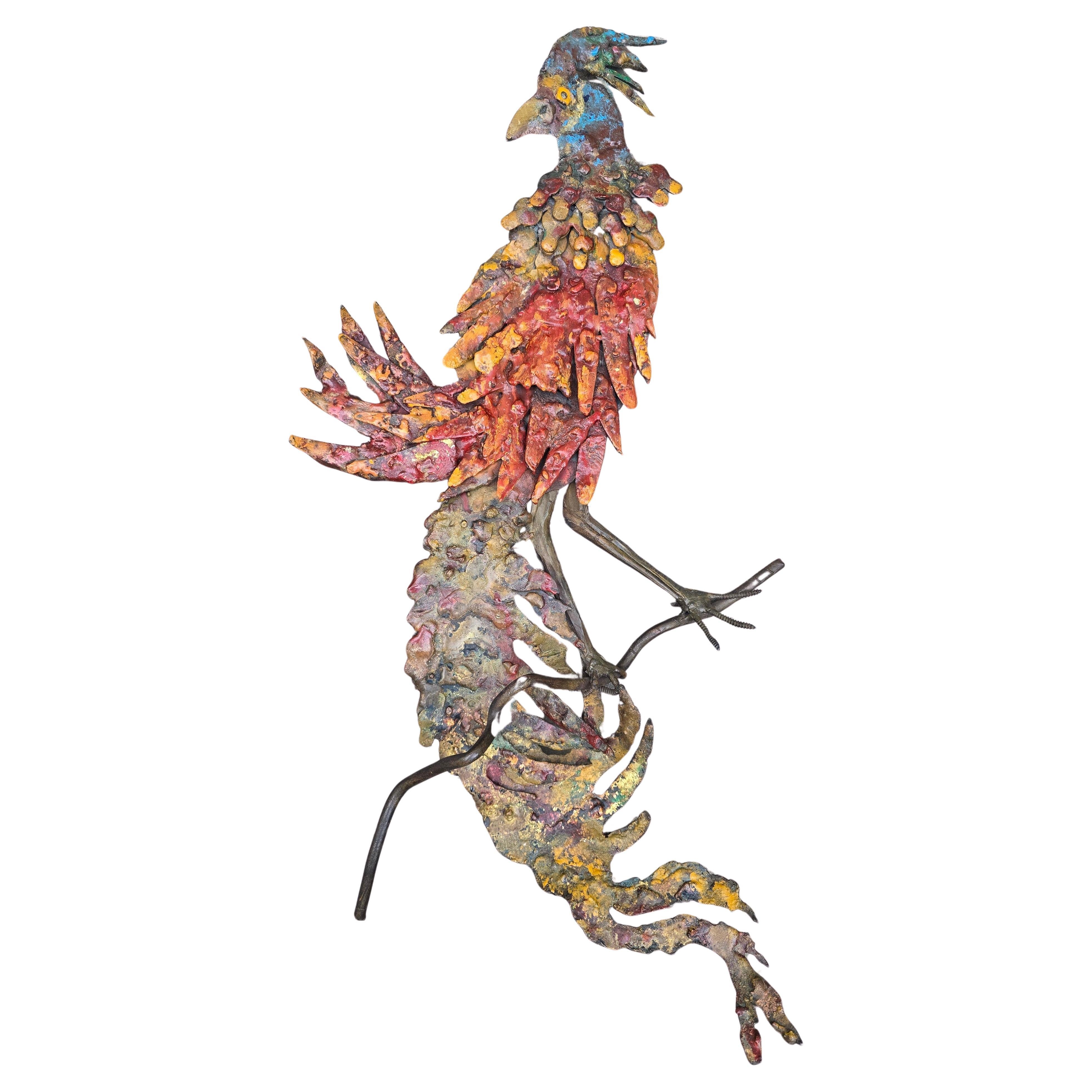 Brutalist Handcrafted Wall Sculpture of a Rooster, Europe, circa 1960s–1970s For Sale