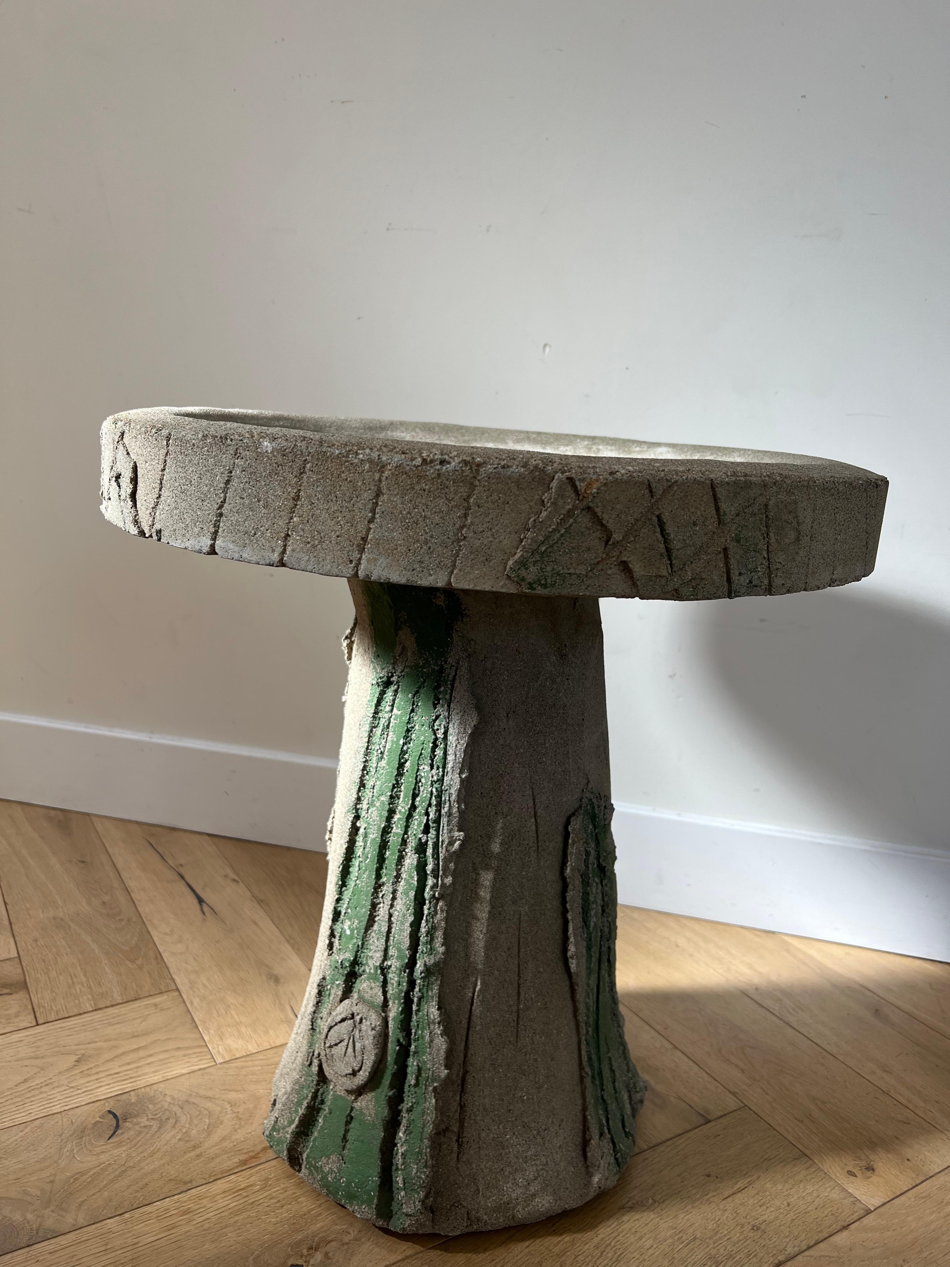 Brutalist Handmade Cement Accent Table, 1970s 4