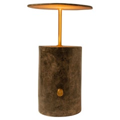 Brutalistische, handgefertigte Keramik-Tischlampe, Scheibenlampe von Streicher Goods