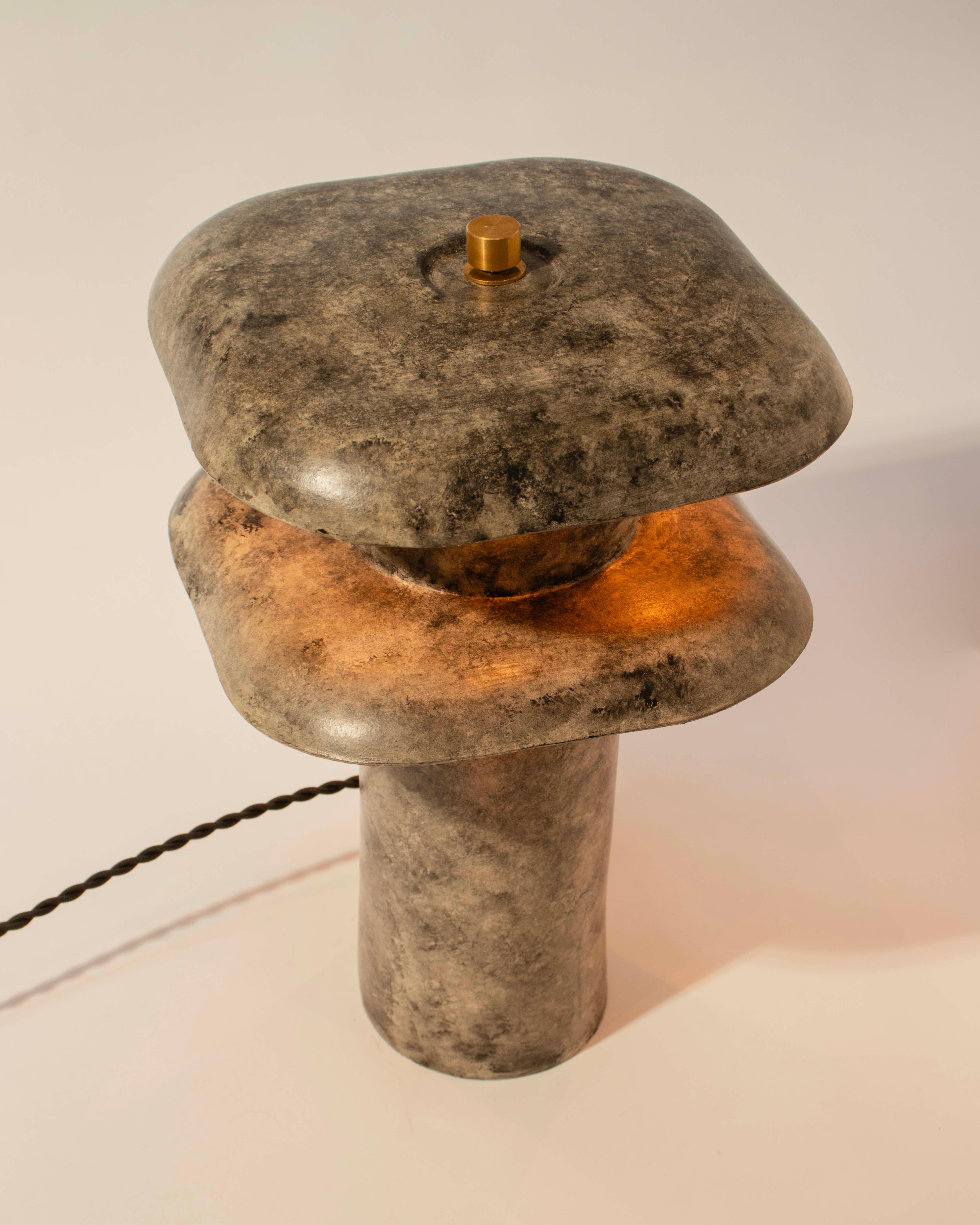 American Brutalist, Handmade Ceramic Table Lamp, Double Decker Lamp by Streicher Goods