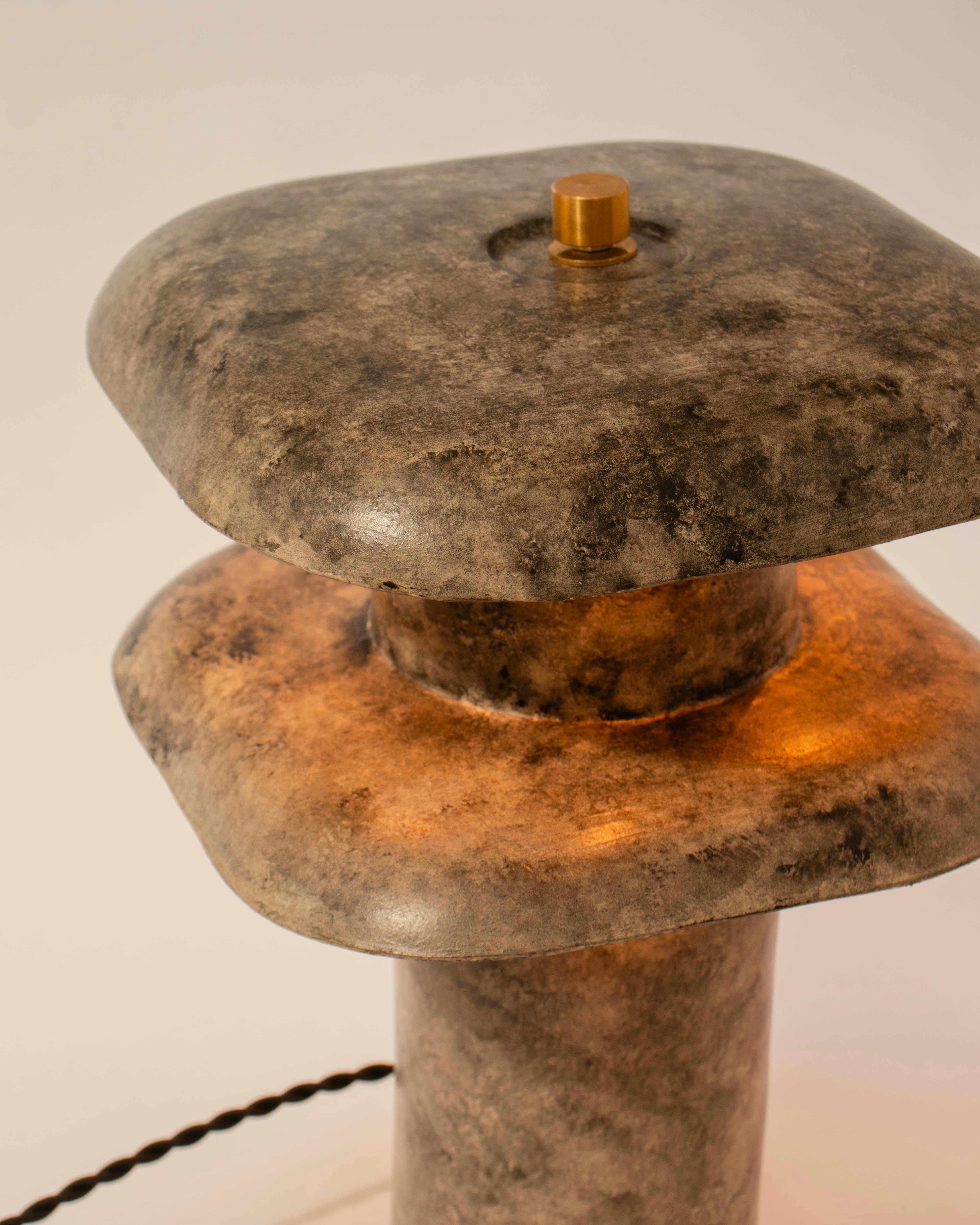 Glazed Brutalist, Handmade Ceramic Table Lamp, Double Decker Lamp by Streicher Goods
