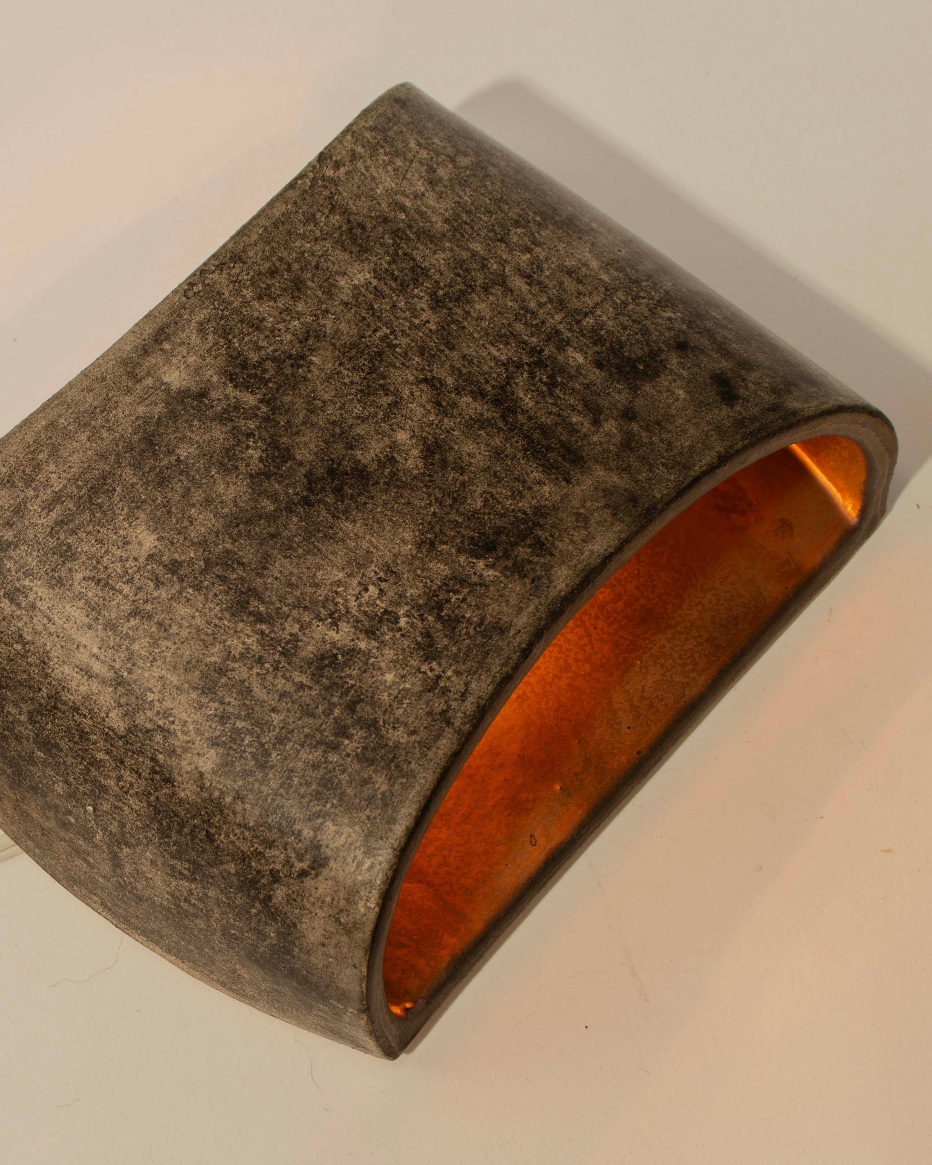 Brutalist Handmade Ceramic Wall Sconce, U-Sconce by Streicher Goods In New Condition For Sale In Brooklyn, NY