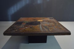 Brutalist Handmade Slate Stone Concrete Coffee Table from Paul Kingma, 1970s