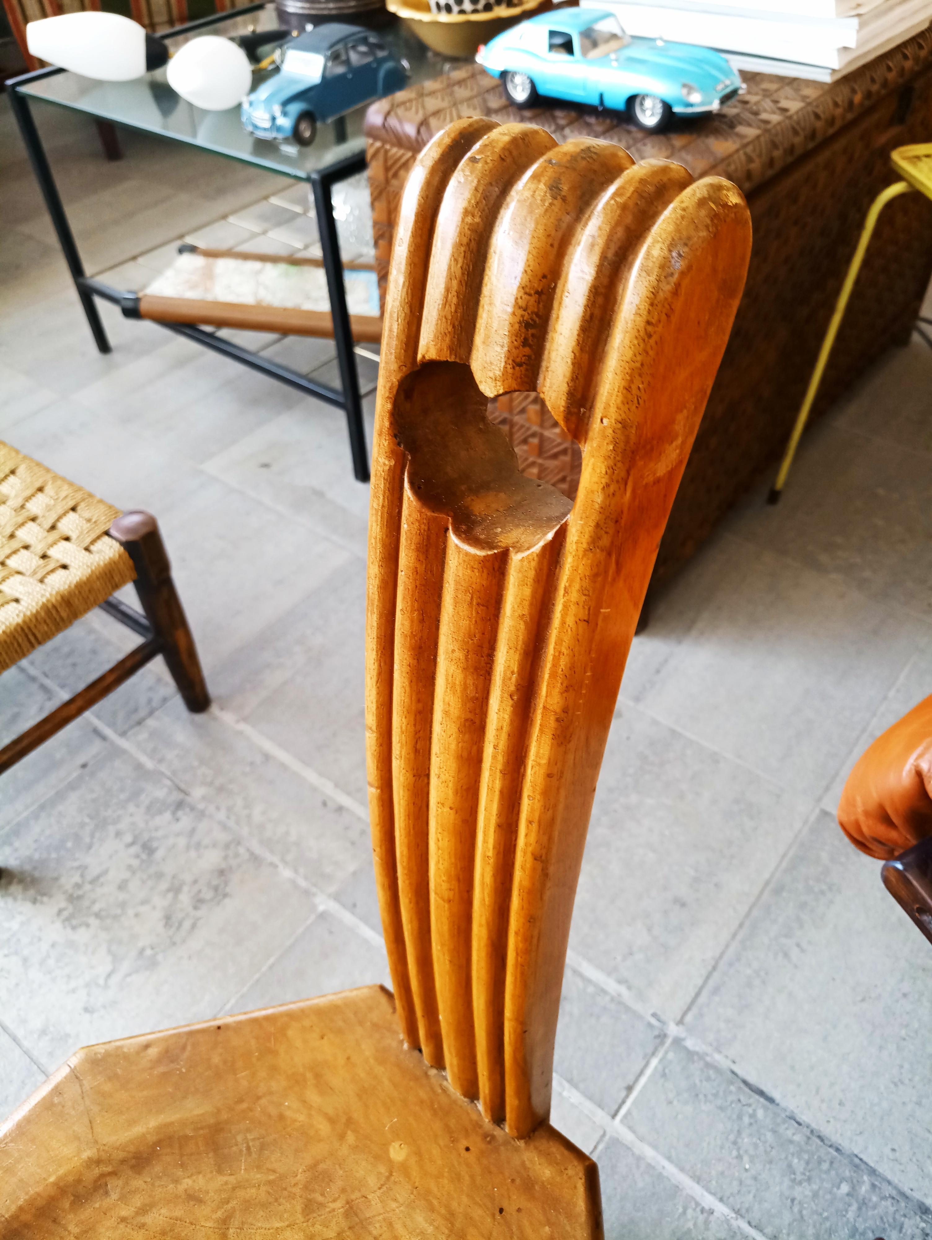 Brutalist Handmade Wood Lounge Chair, Spain, 1950s In Good Condition For Sale In L'Escala, ES