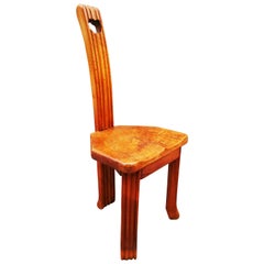 Retro Brutalist Handmade Wood Lounge Chair, Spain, 1950s