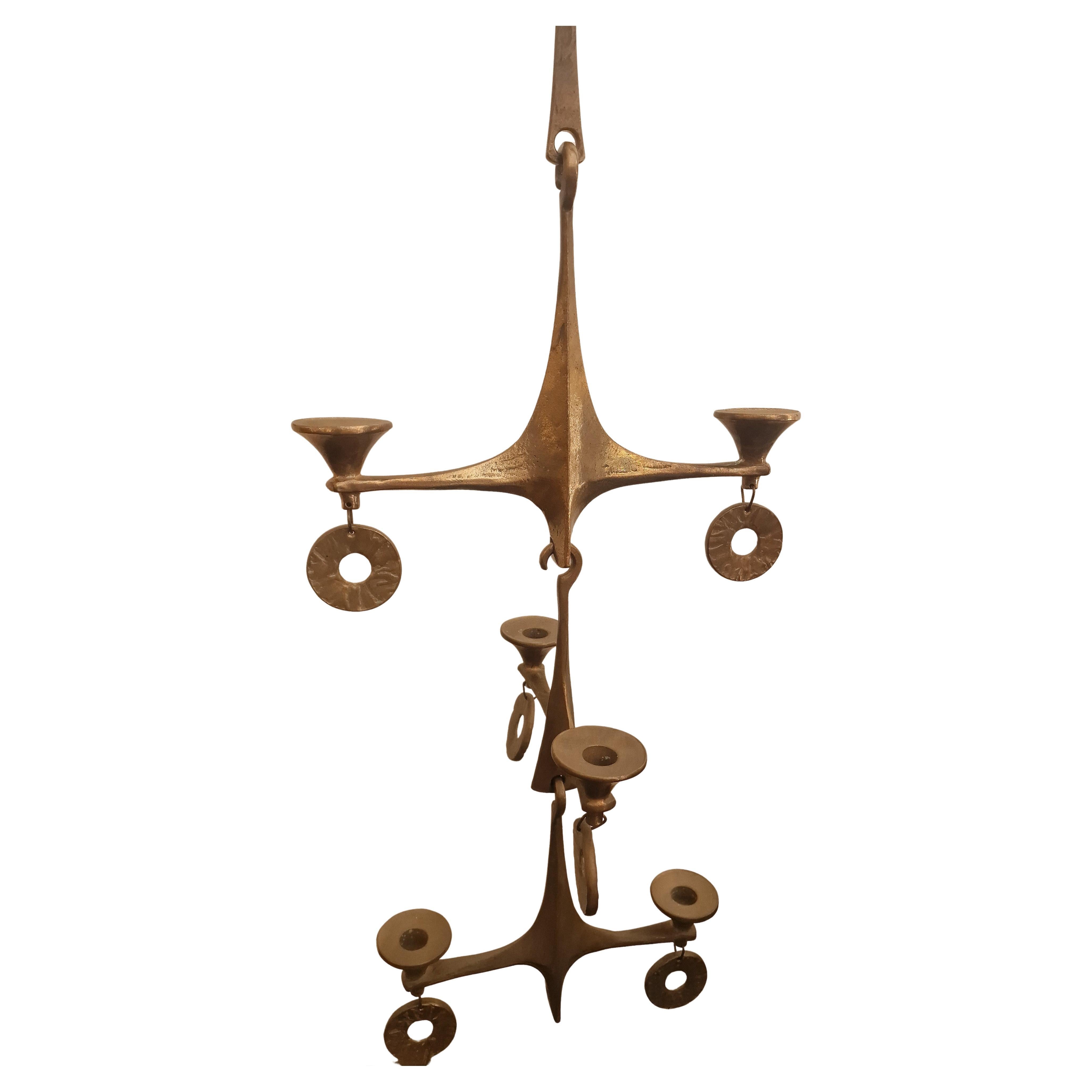 Suspension brutaliste Harjes Bronze Bougeoir/