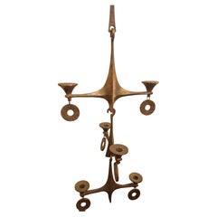 Brutalist hanging Harjes Bronze candle Holder/