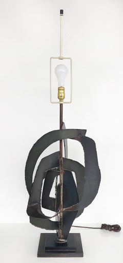 Brutalist Harry Balmer Laurel Lamp Torch Cut Iron Lamp, circa 1970