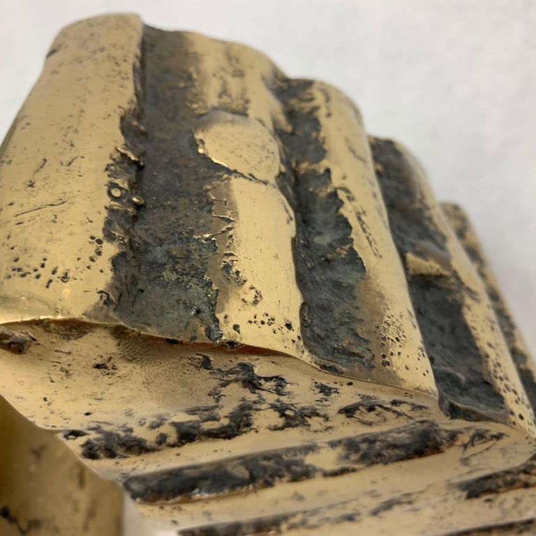 Brutalist Heavy Brass Bookends For Sale at 1stDibs