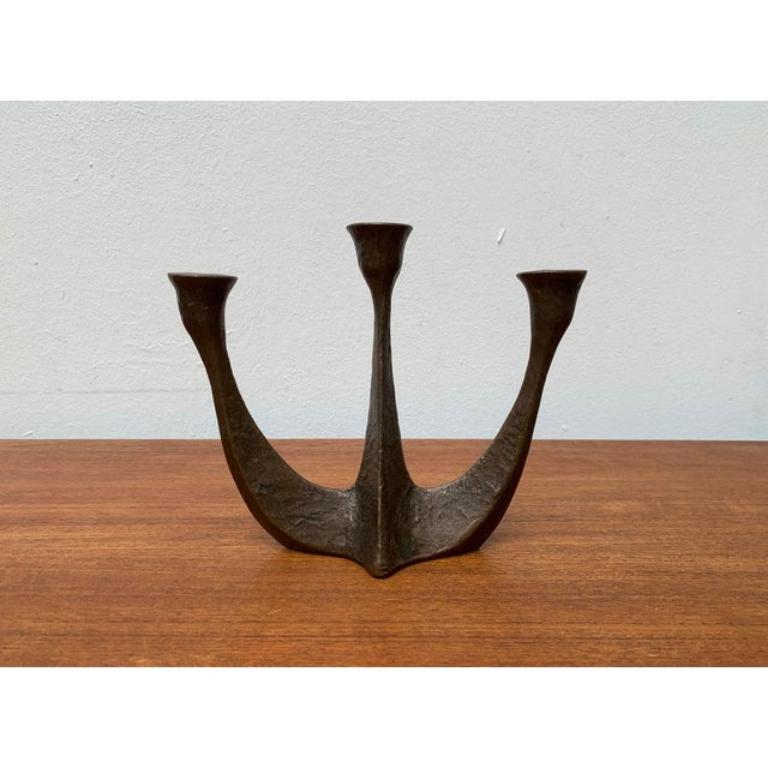 Mid-Century Modern Brutalist Heavy Bronze 3-Arm Candleholder from Dalbeck, 1960s For Sale