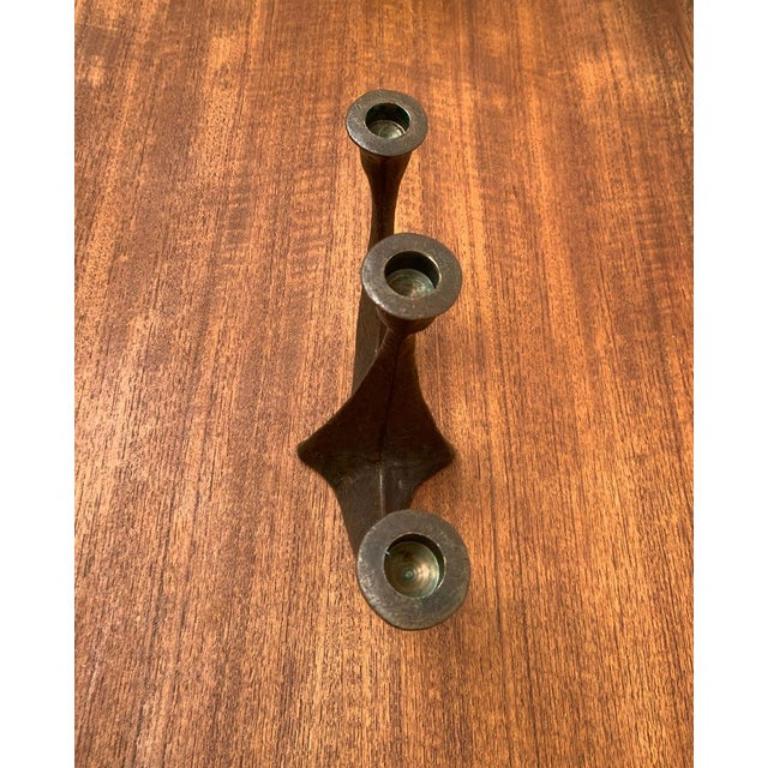 Brutalist Heavy Bronze 3-Arm Candleholder from Dalbeck, 1960s In Excellent Condition For Sale In Hamburg, DE