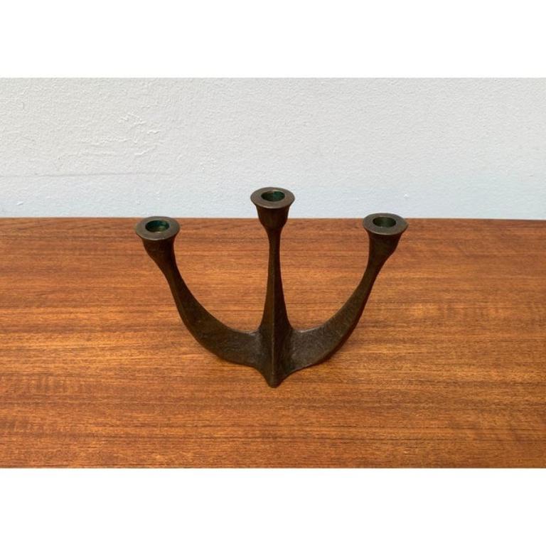 20th Century Brutalist Heavy Bronze 3-Arm Candleholder from Dalbeck, 1960s For Sale