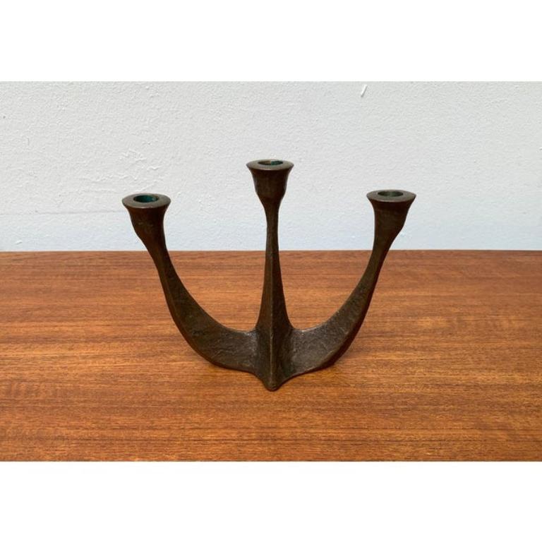 Metal Brutalist Heavy Bronze 3-Arm Candleholder from Dalbeck, 1960s For Sale