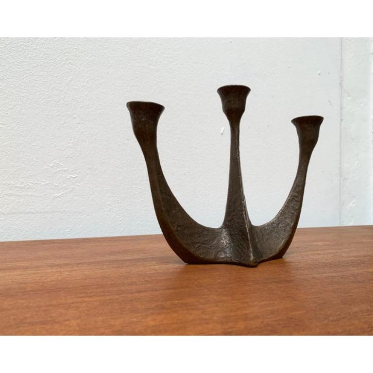Brutalist Heavy Bronze 3-Arm Candleholder from Dalbeck, 1960s For Sale 1