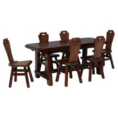 Brutalist heavy Oak dining set