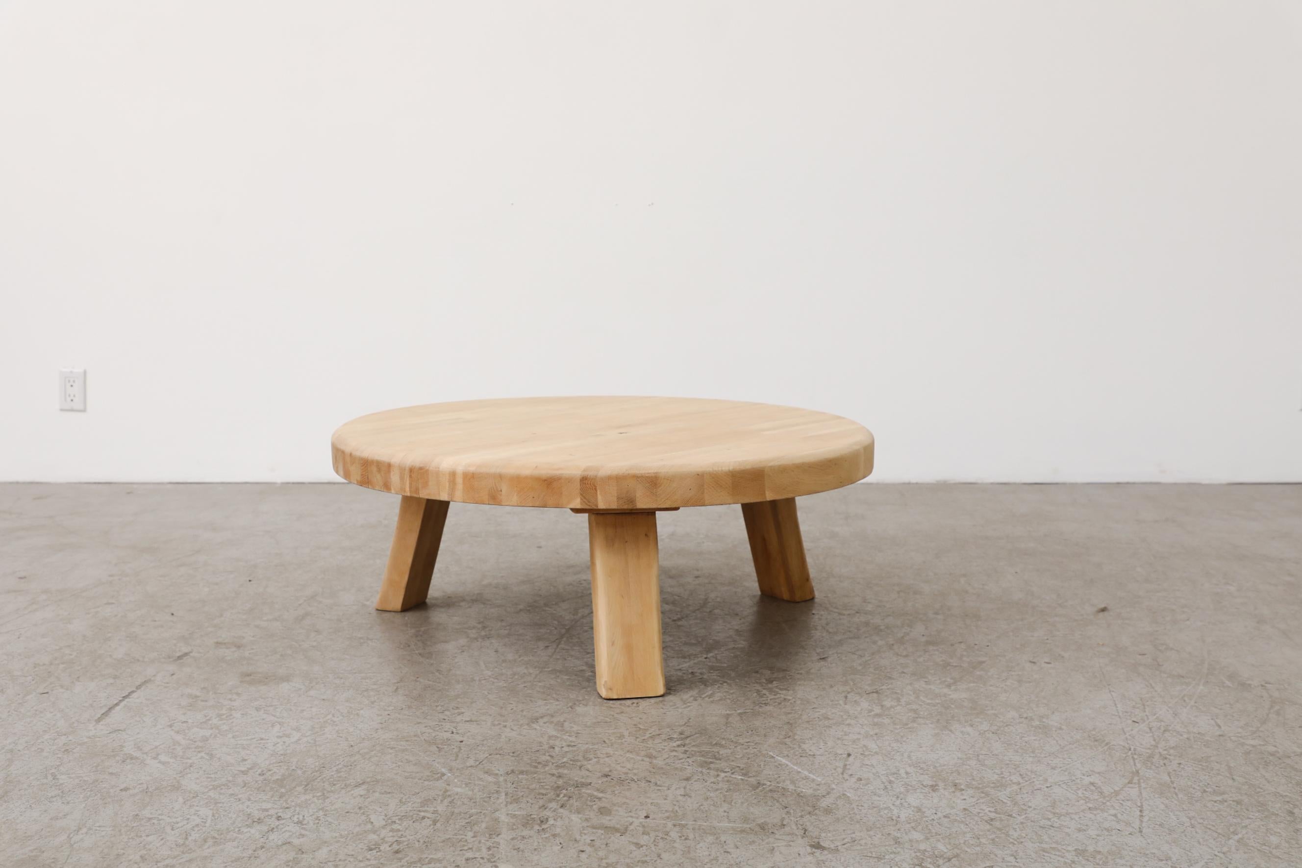 Mid-Century Modern Brutalist Heavy Raw Oak Coffee Table