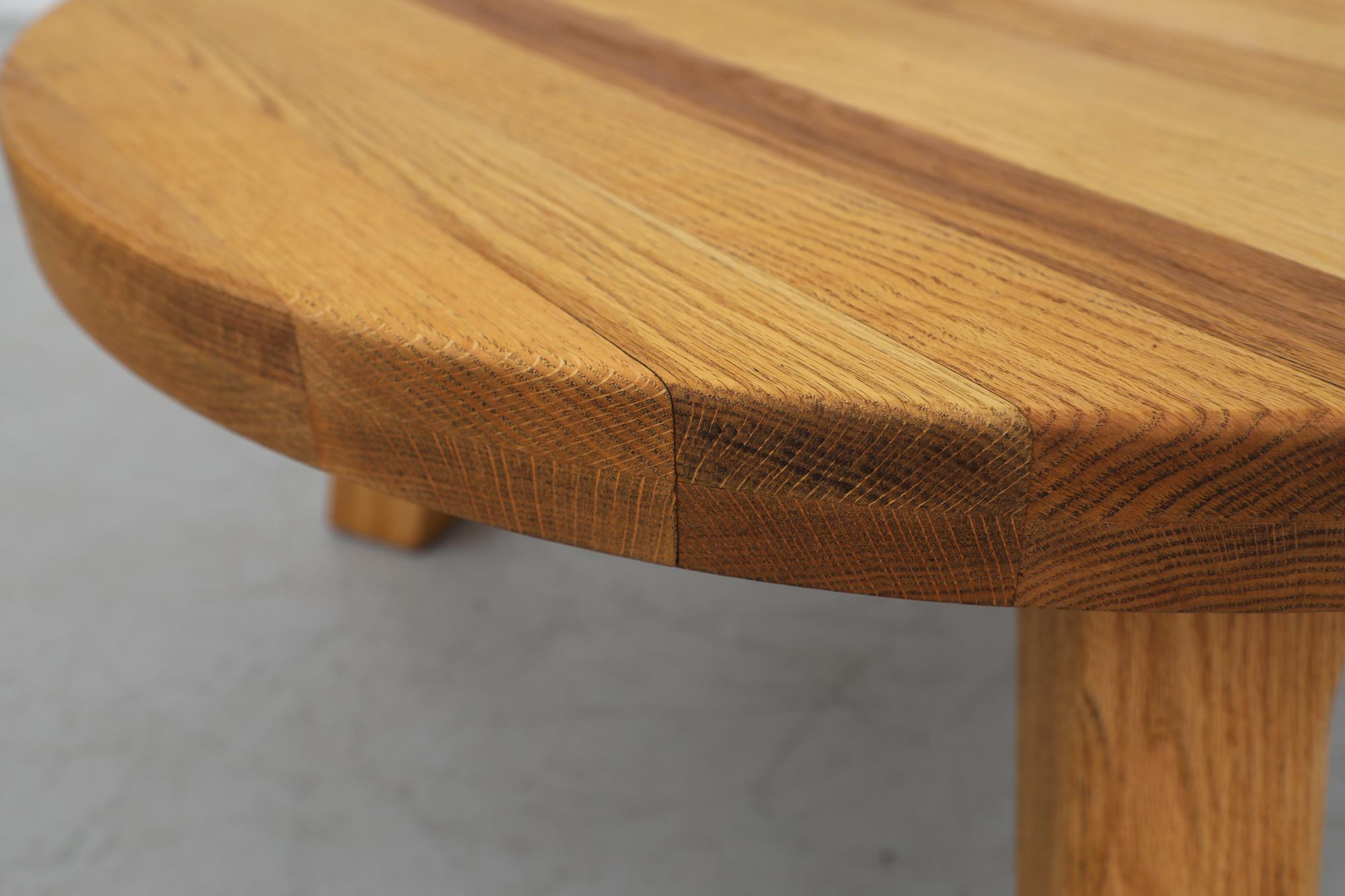 Brutalist Heavy Solid Oak Round Coffee Table 9