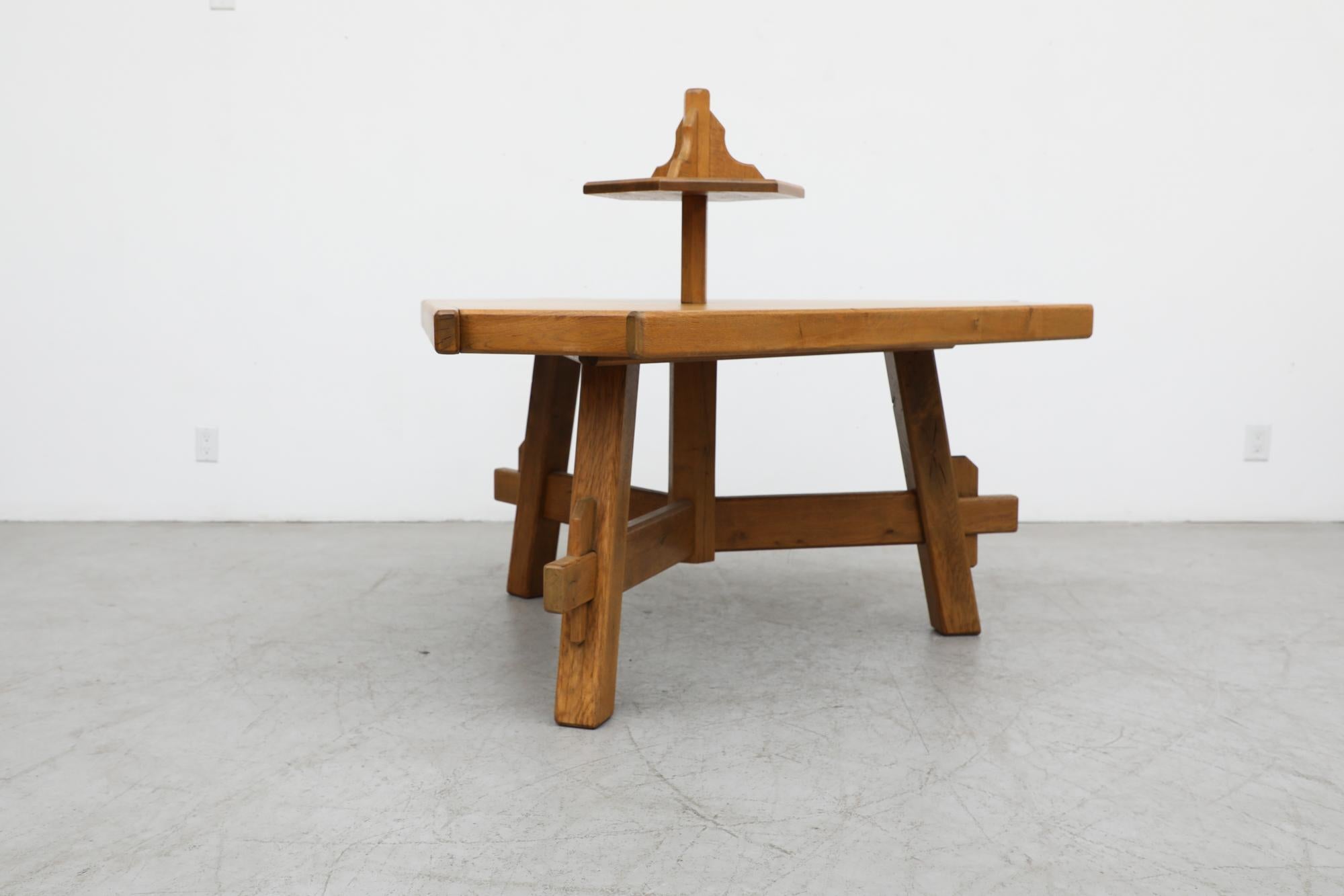 Mid-20th Century Brutalist Heavy Triangular Oak Dining Table