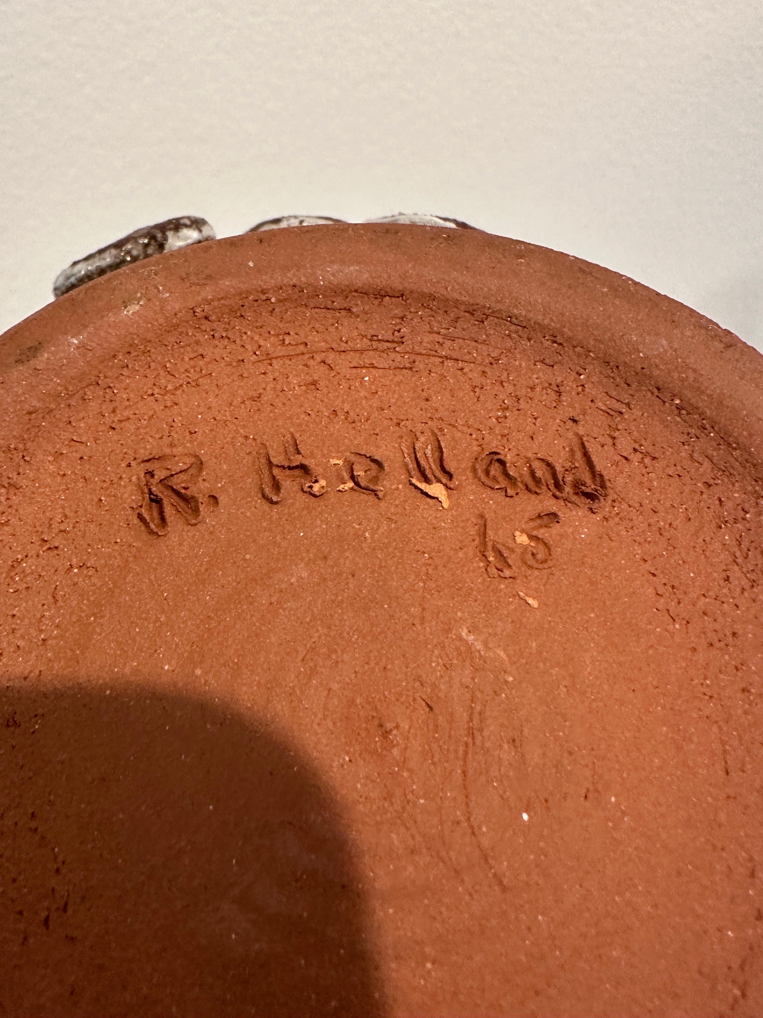 Metà XX secolo Vaso pesante brutalista con accenti anulari 1965 in vendita