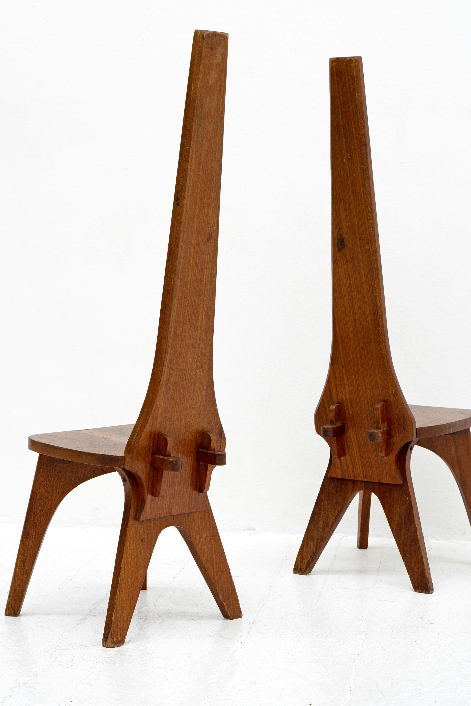 Unknown Brutalist High Back Chairs, c.1960