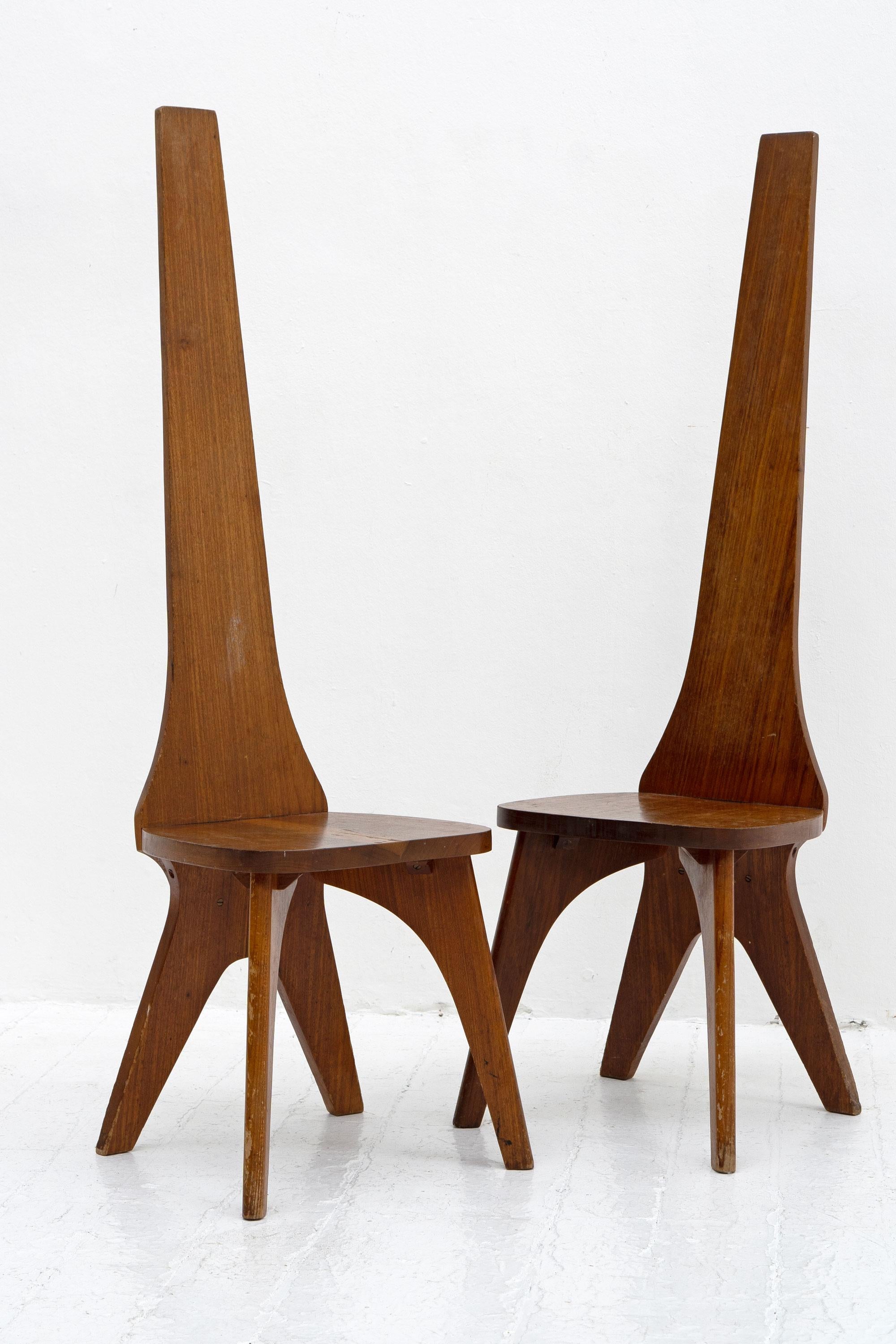 Brutalist High Back Chairs, c.1960 In Good Condition In Surbiton, GB
